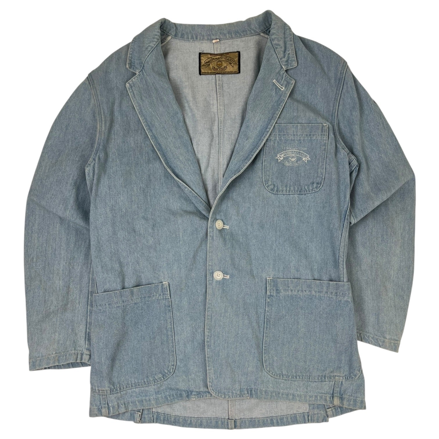 Vintage Armani Jeans Jacket Denim Light Wash