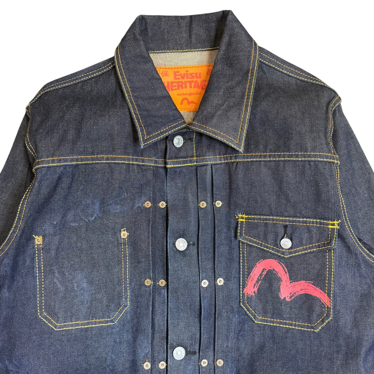 Evisu Heritage Handpainted Selvedge Raw Denim Jumpsuit Indigo/Red