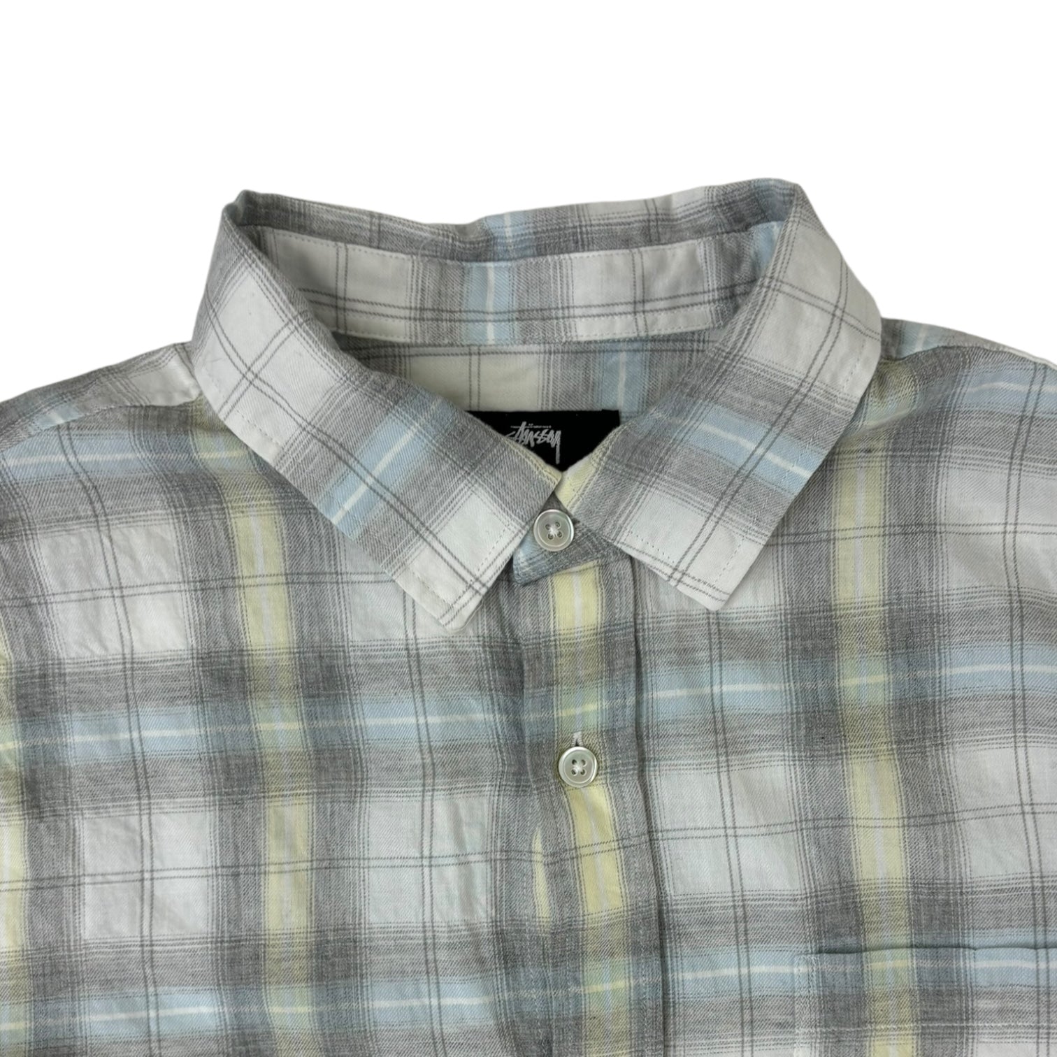 Stussy Beach Plaid Button-Up Shirt Off-White