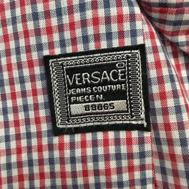 Vintage Versace Jeans Couture Checkered Button Up Shirt Red