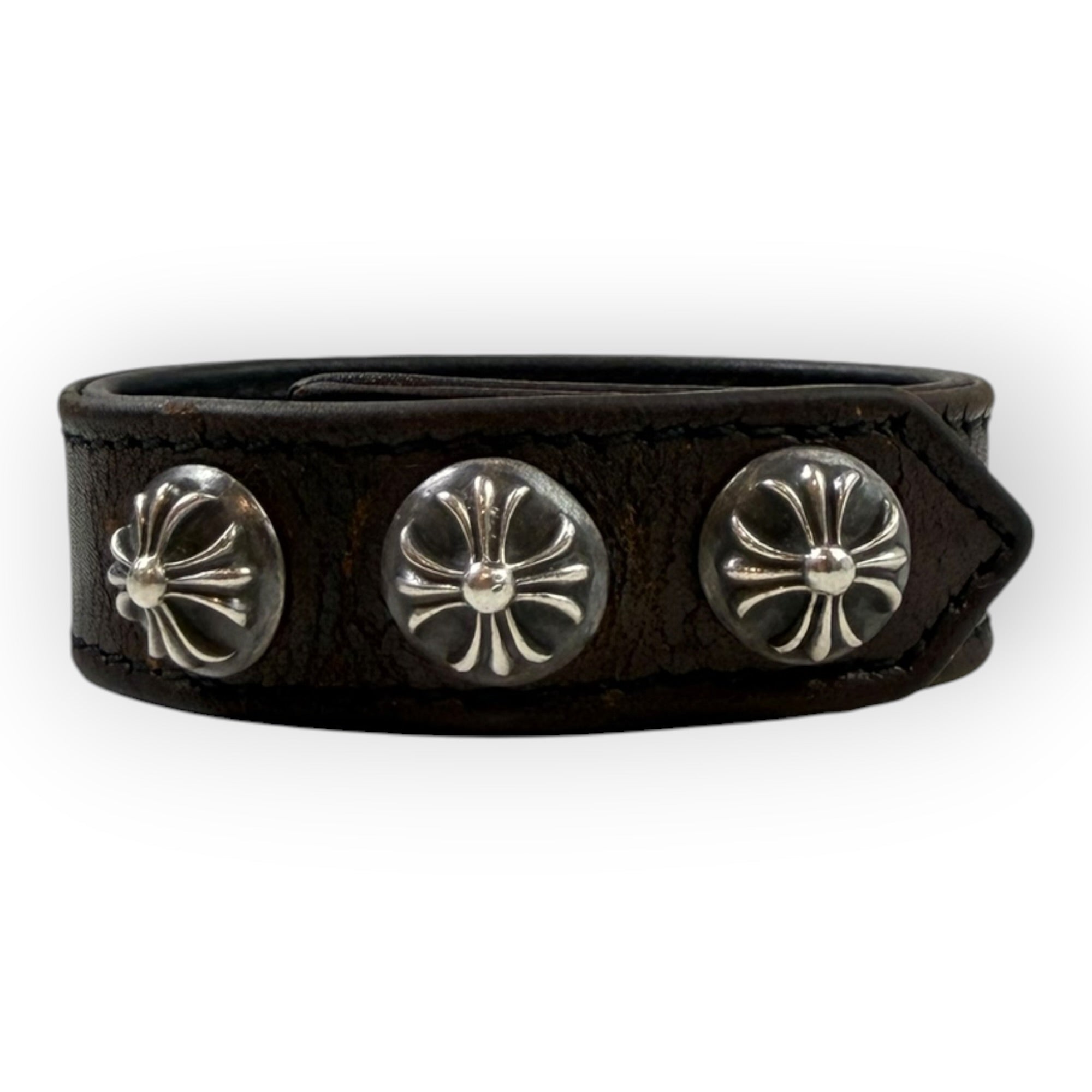 Chrome Hearts Leather Plus Bracelet Brown