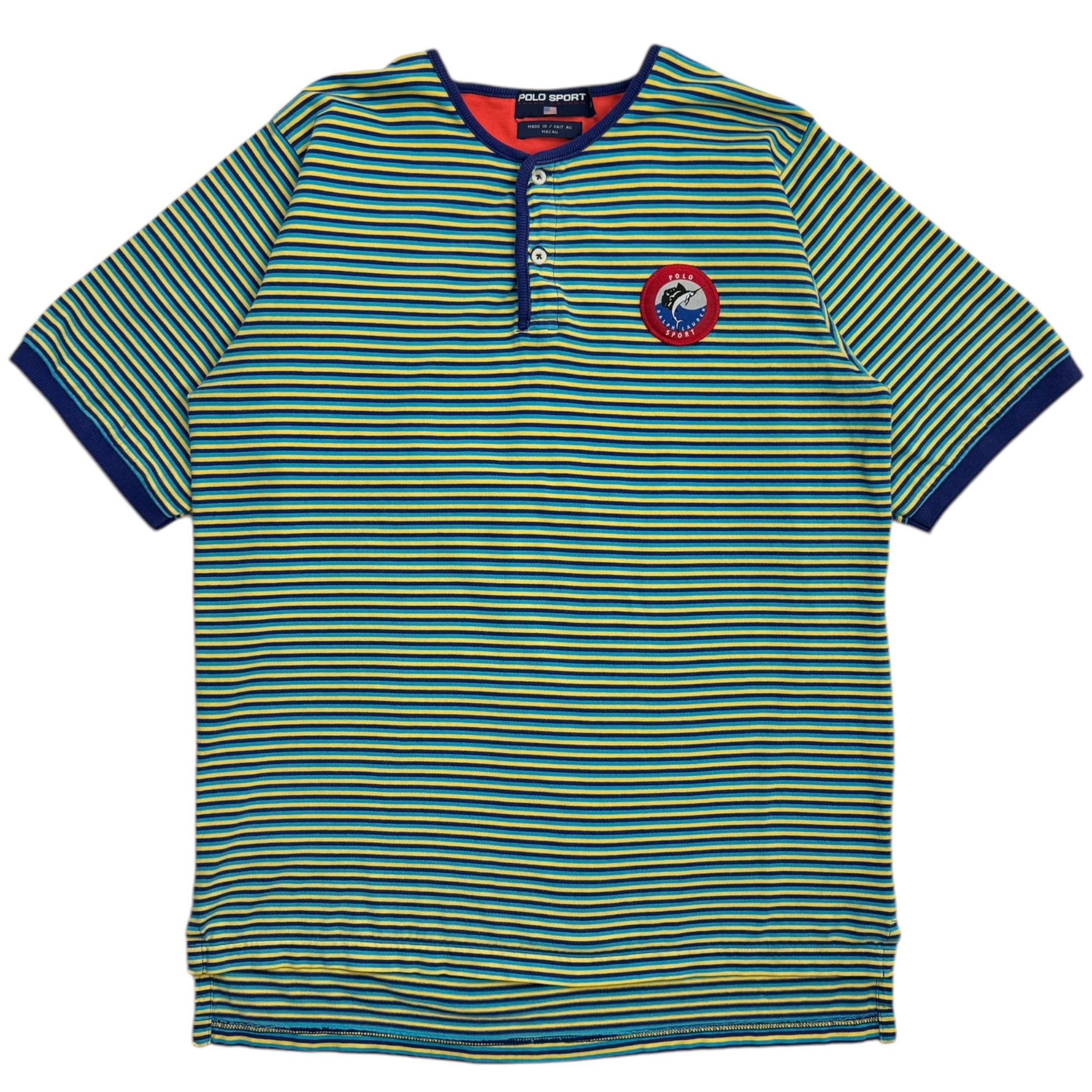 Vintage Polo Sport Striped Henley Shirt