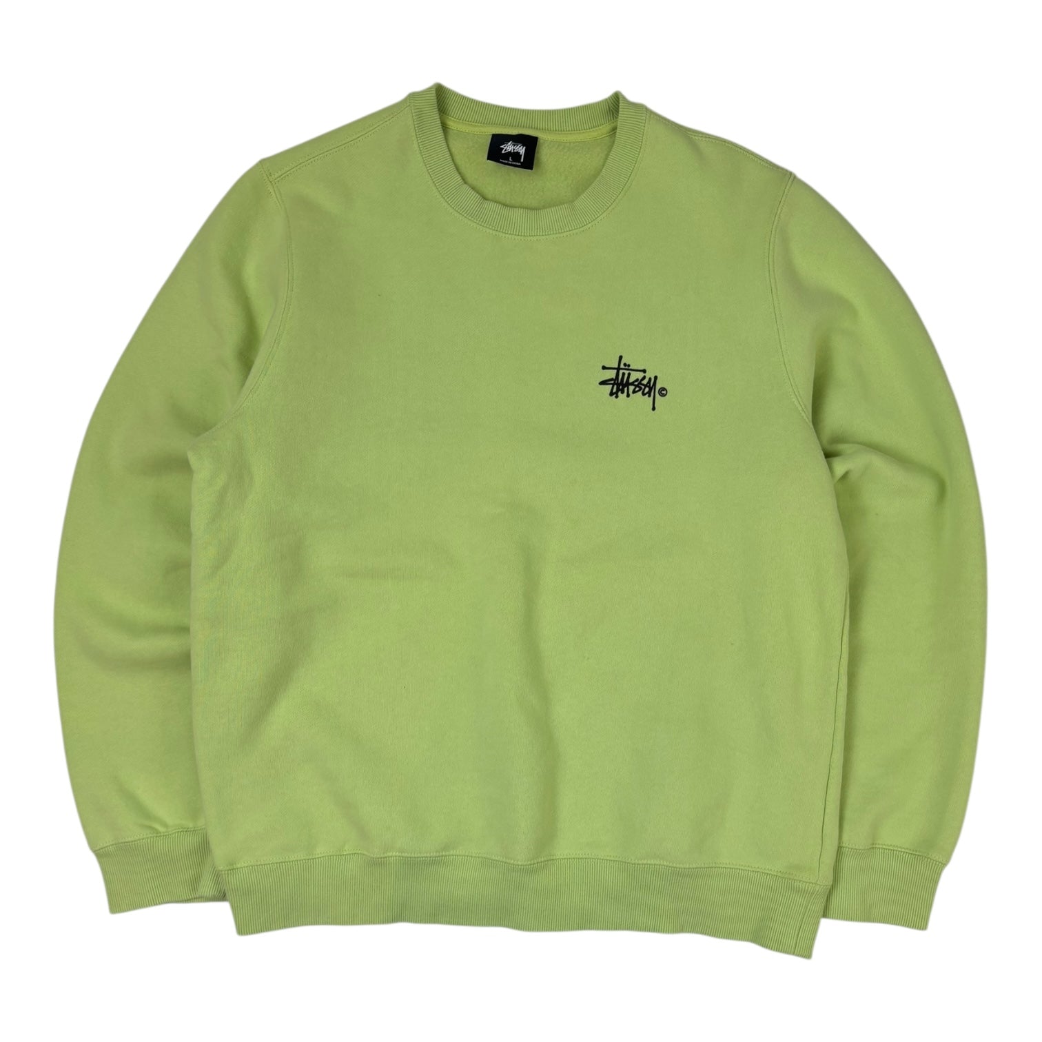 Stussy Stock Logo Crewneck Lime Green