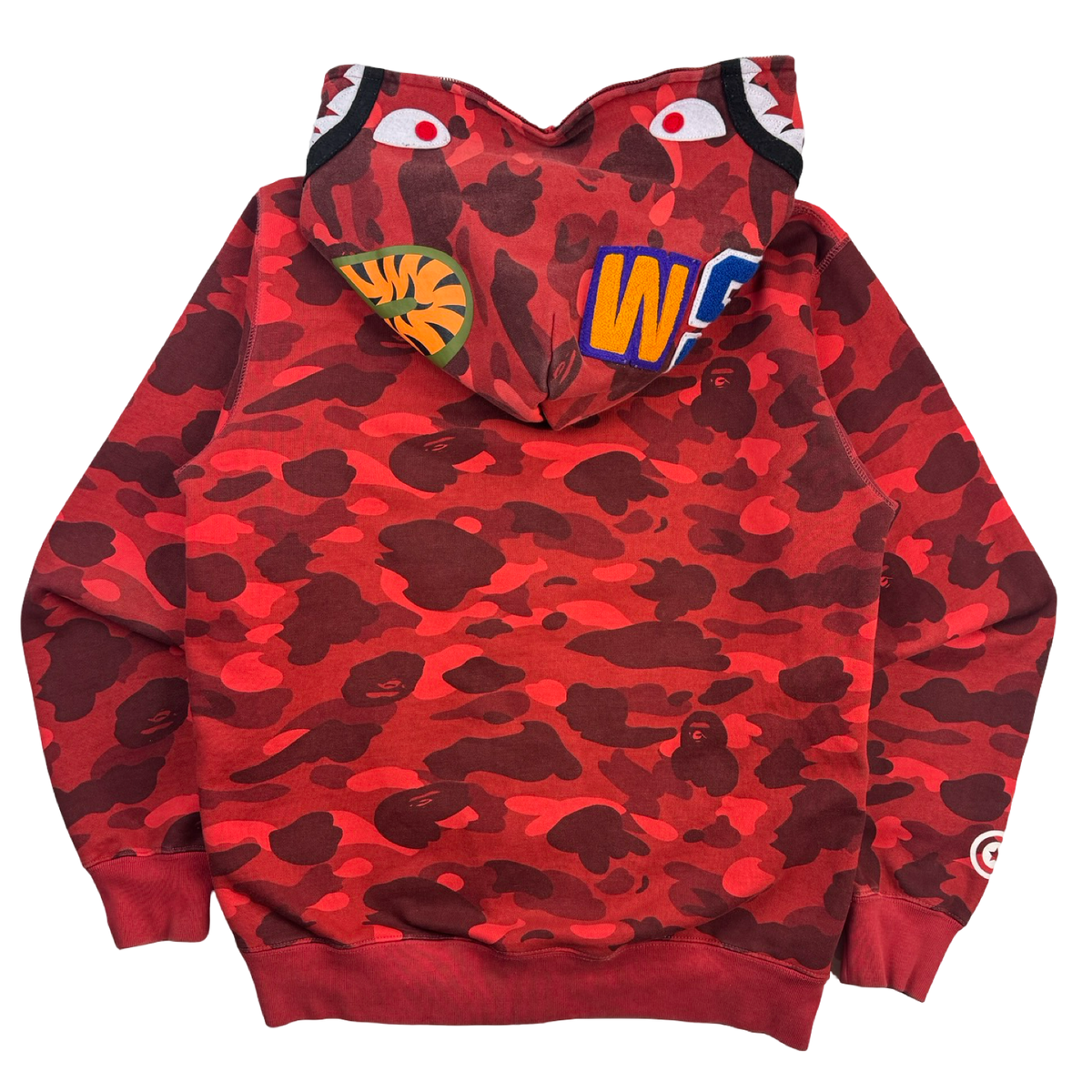 A Bathing Ape Shark Full Zip Hoodie Red Camo