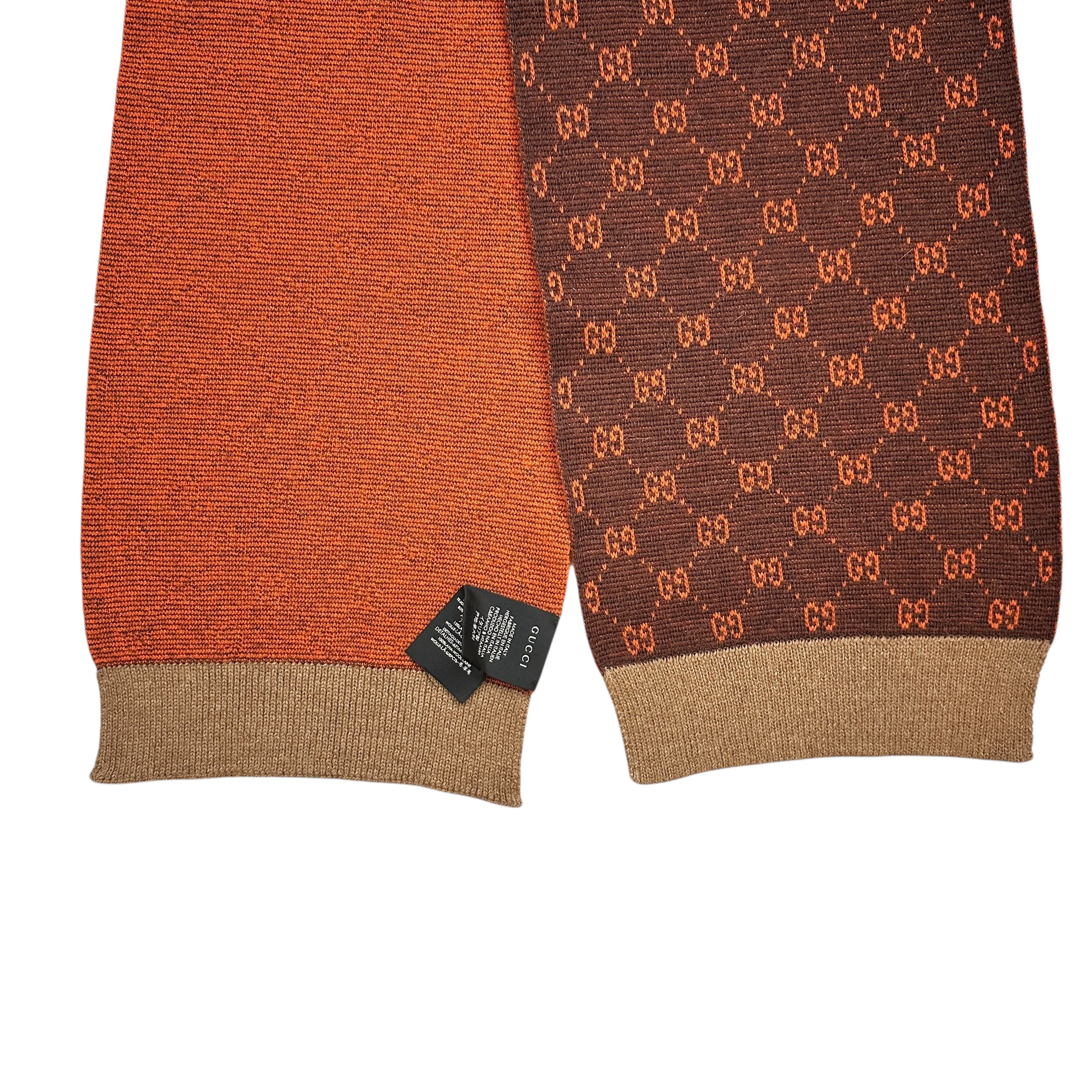 Gucci Wool Alpaca Big GG Monogram Scarf Rust