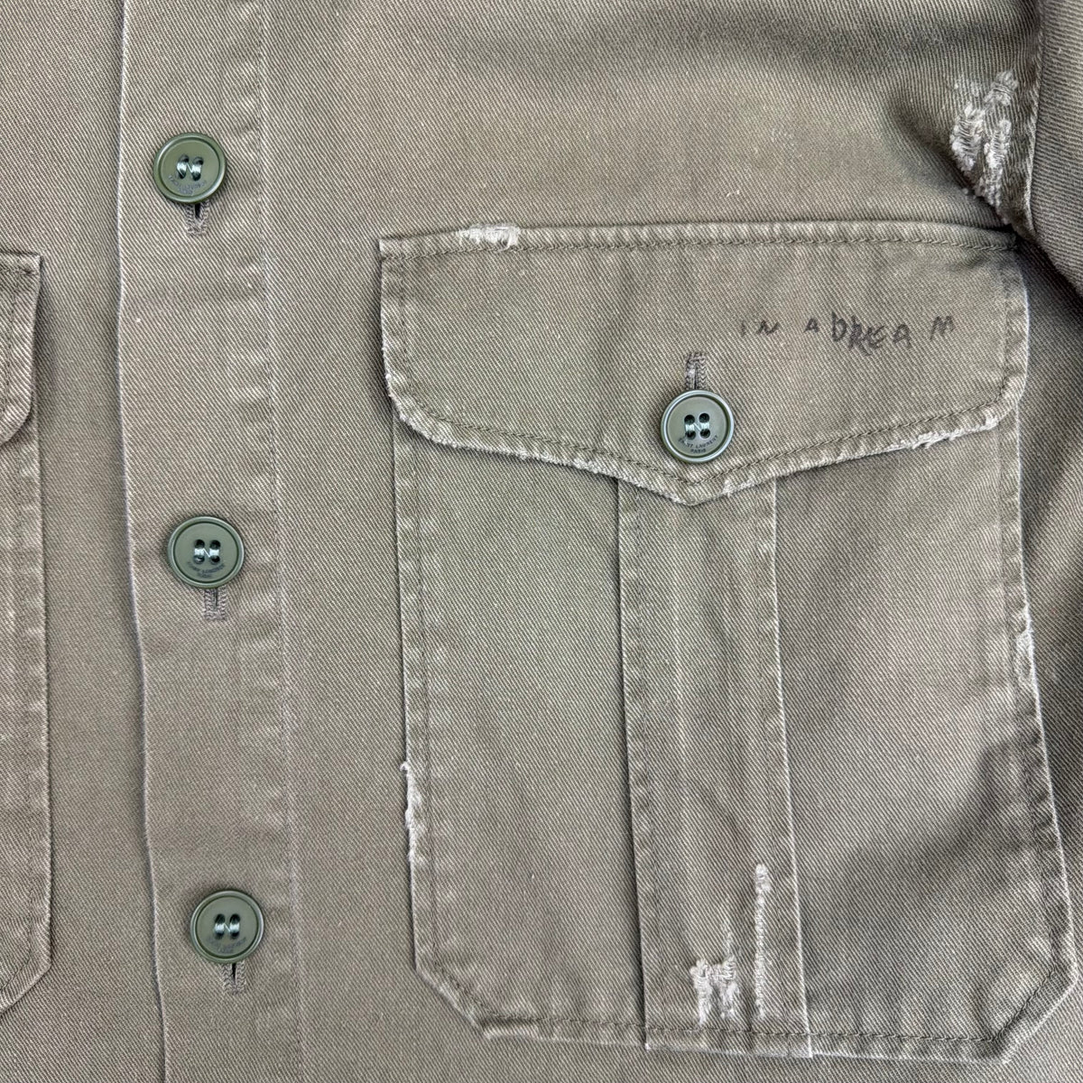(W) Saint Laurent Paris Military Crest Work Shirt Green