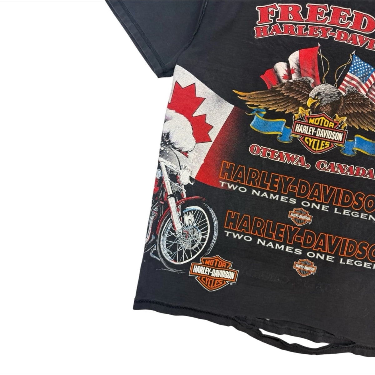 Vintage Harley Davidson Canadian Test Print Double Sided Tee Black