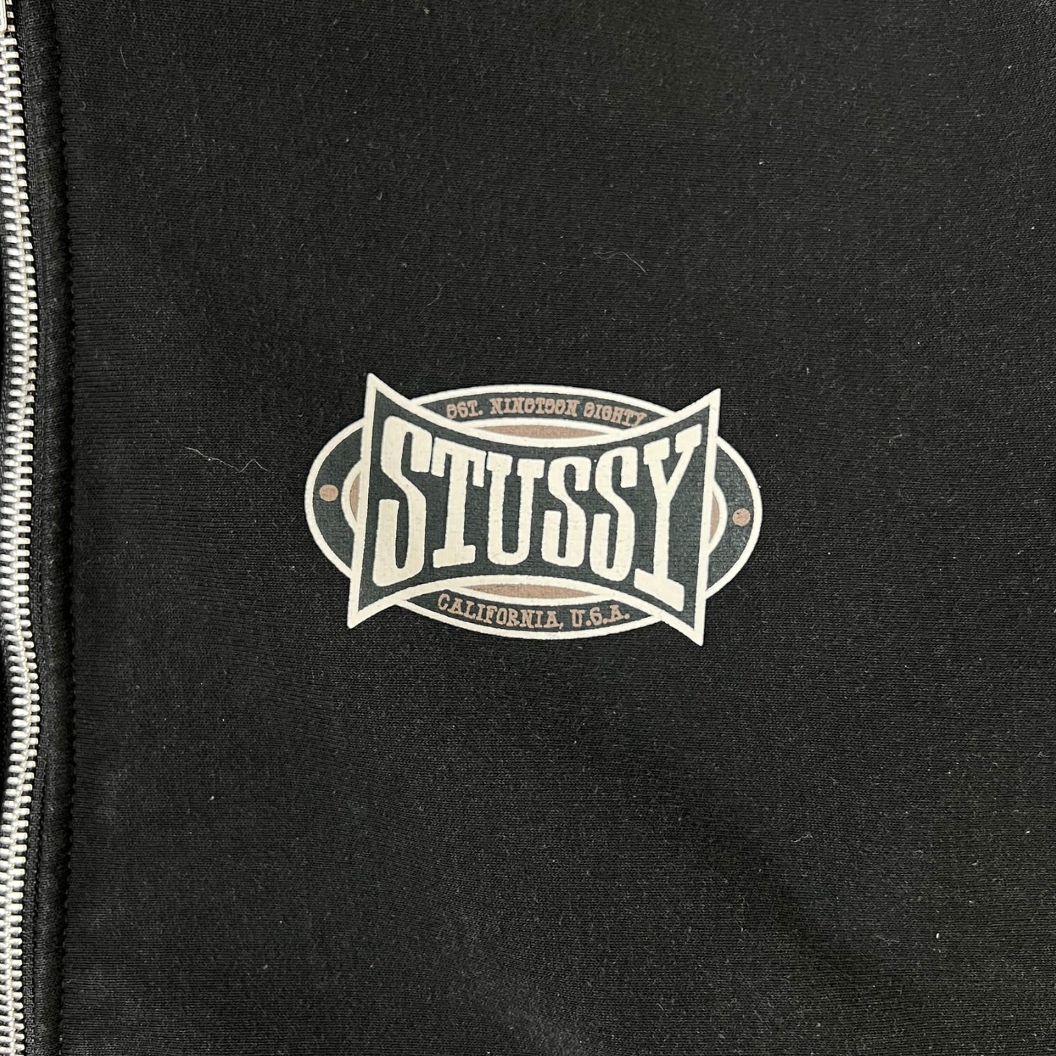 Stussy Champion Oval Zip Hoodie Black