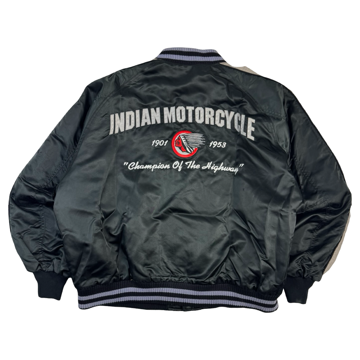 Vintage Indian Motorcycle Satin Jacket Black