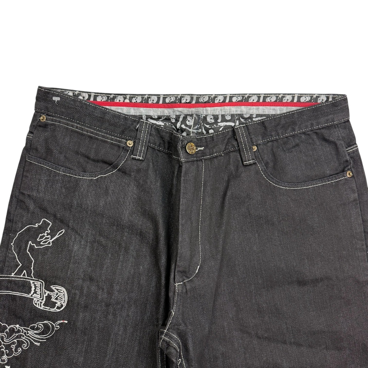 Vintage Y2K Artful Dodge Embroidered Denim Pants Dark Wash