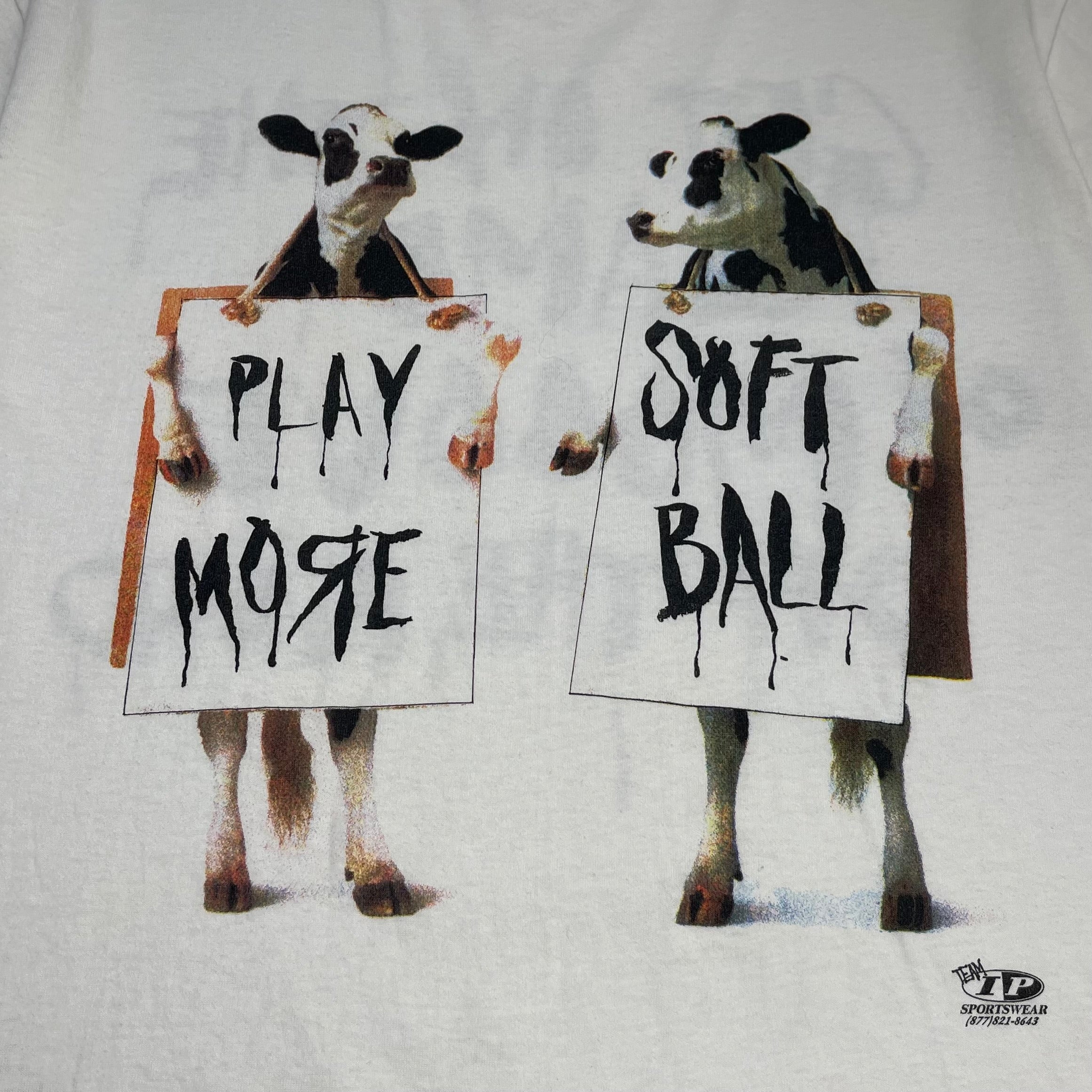 Vintage ‘Play More Soft Ball’ Funny Cows T-Shirt