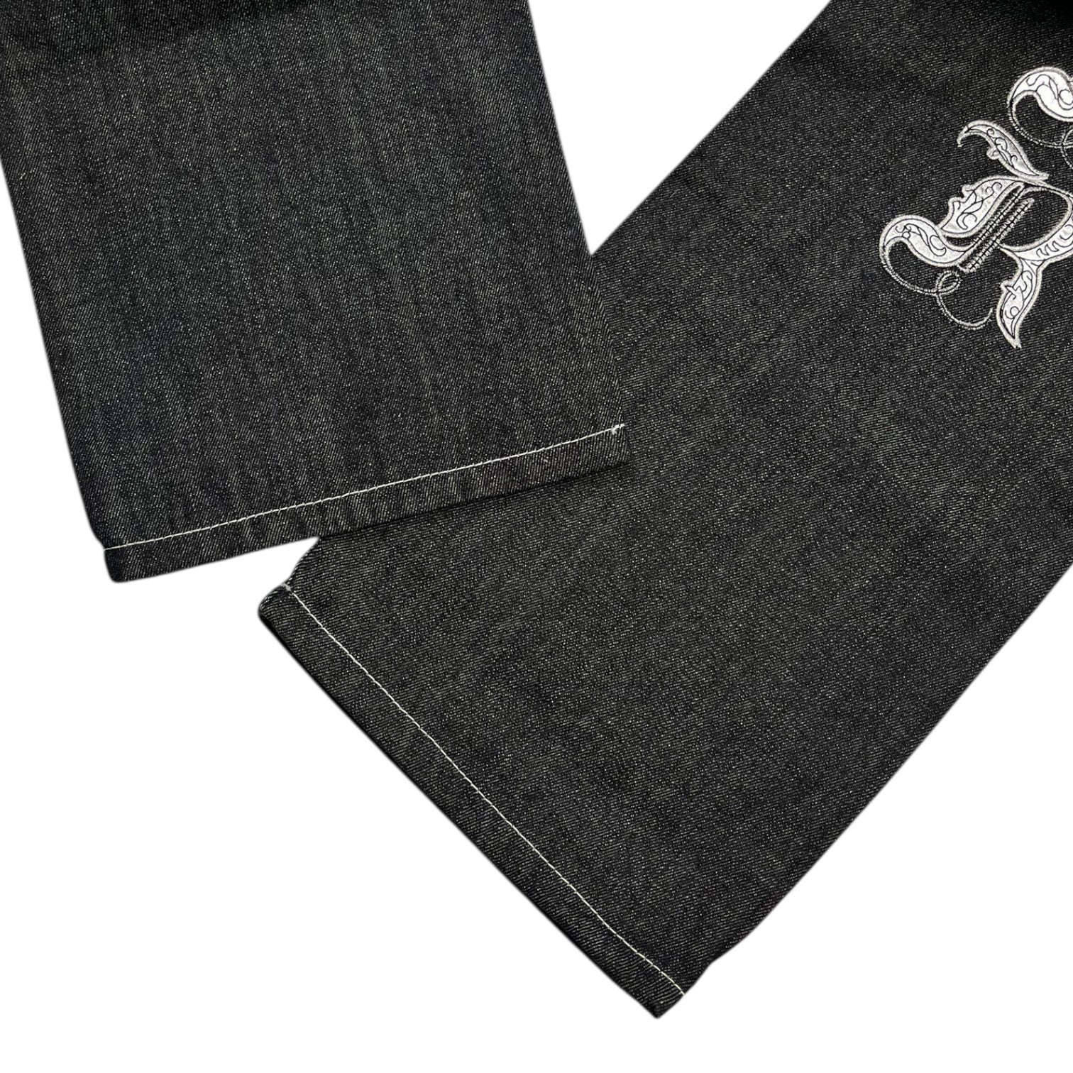 Vintage Y2K Crown Holder Chrome Embroidered Denim Jeans