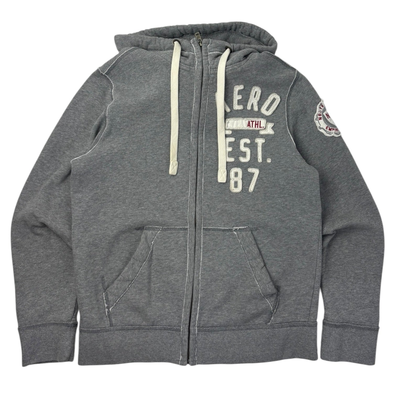 Y2K Aeropostale NY Empire League Full-Zip Hoodie Grey