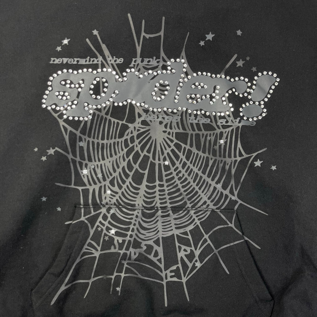 Sp5der Rhinestone Punk V2 Hoodie Black