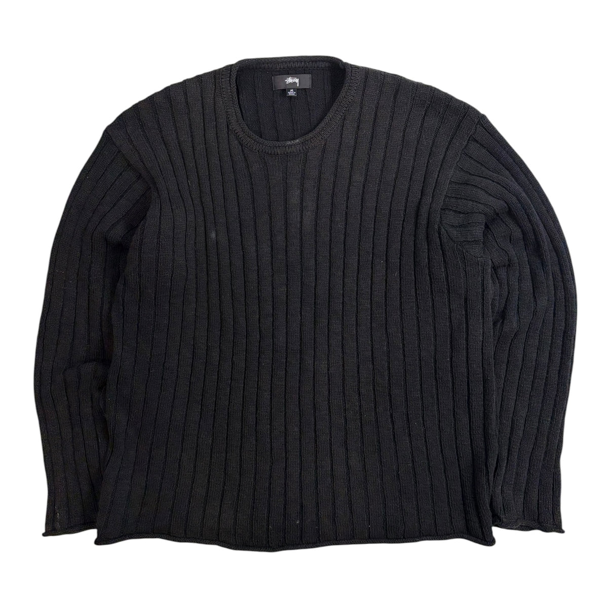 Stussy Cotton Slub Rib Crew Black
