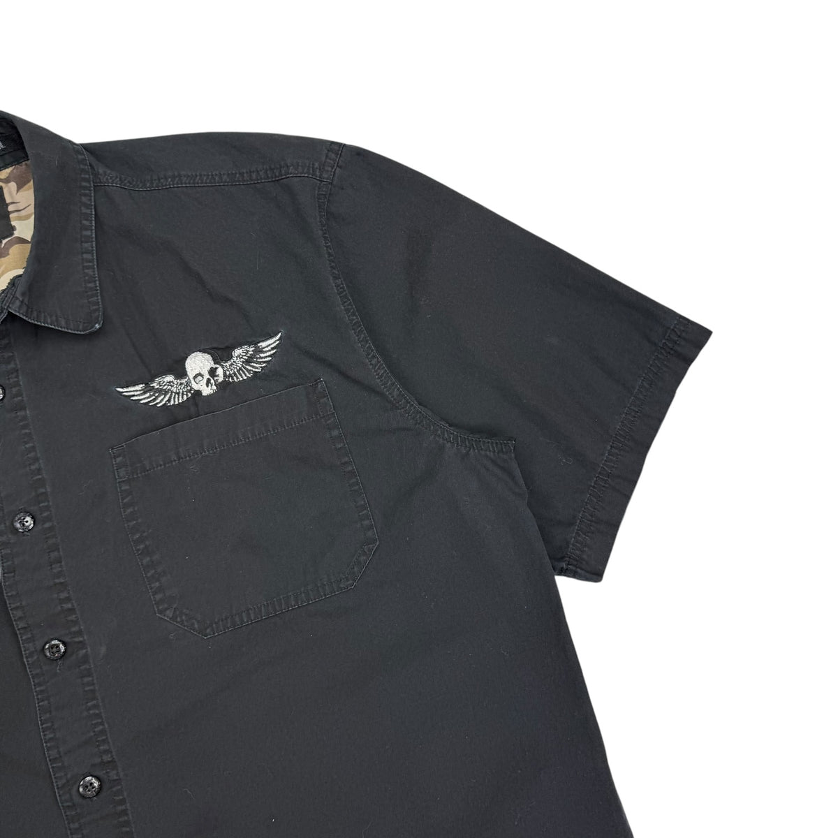 Vintage Harley Davidson Cropped Button Up Shirt Black