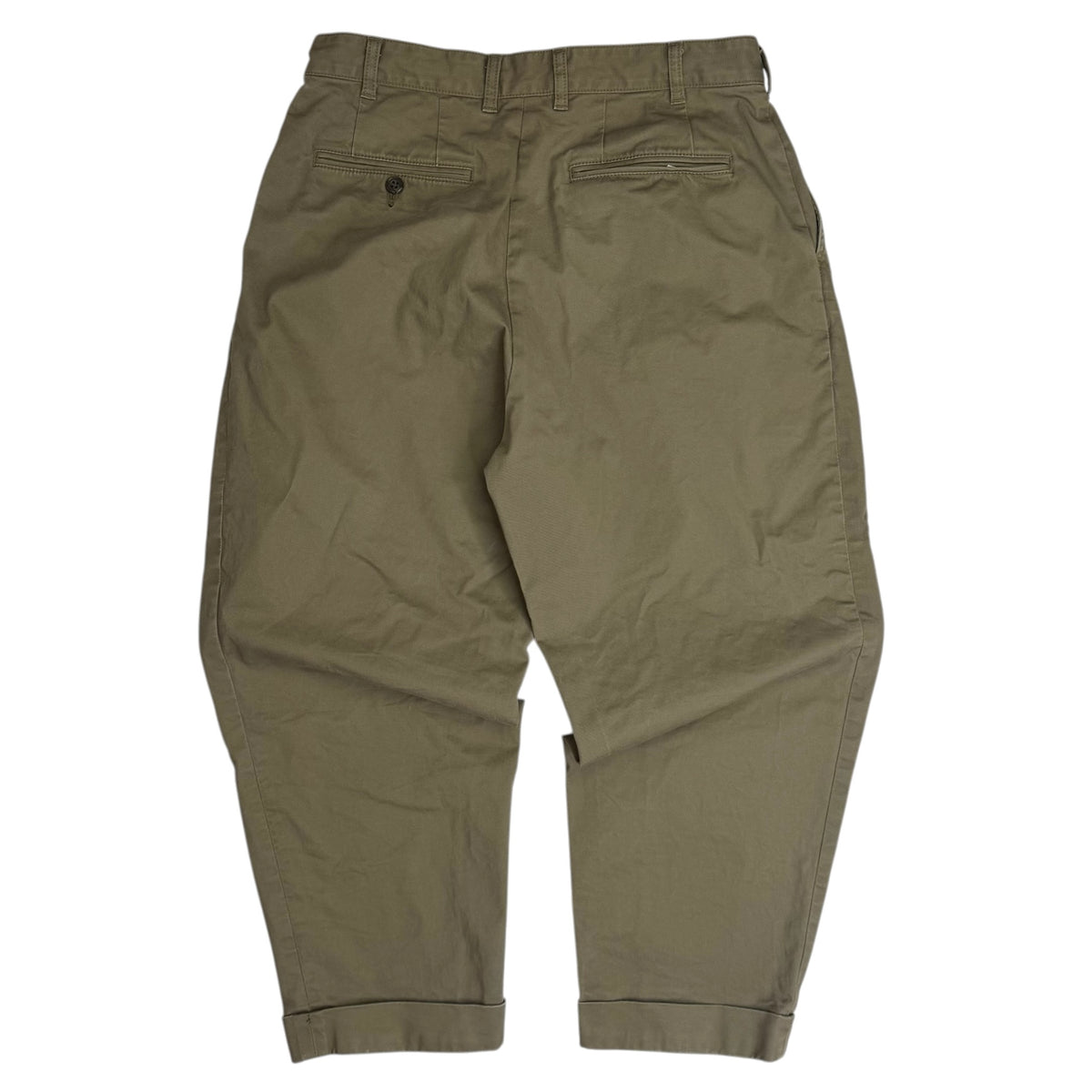 Beams Plus 2 Pleat Tapered Twill Chino Trousers Khaki