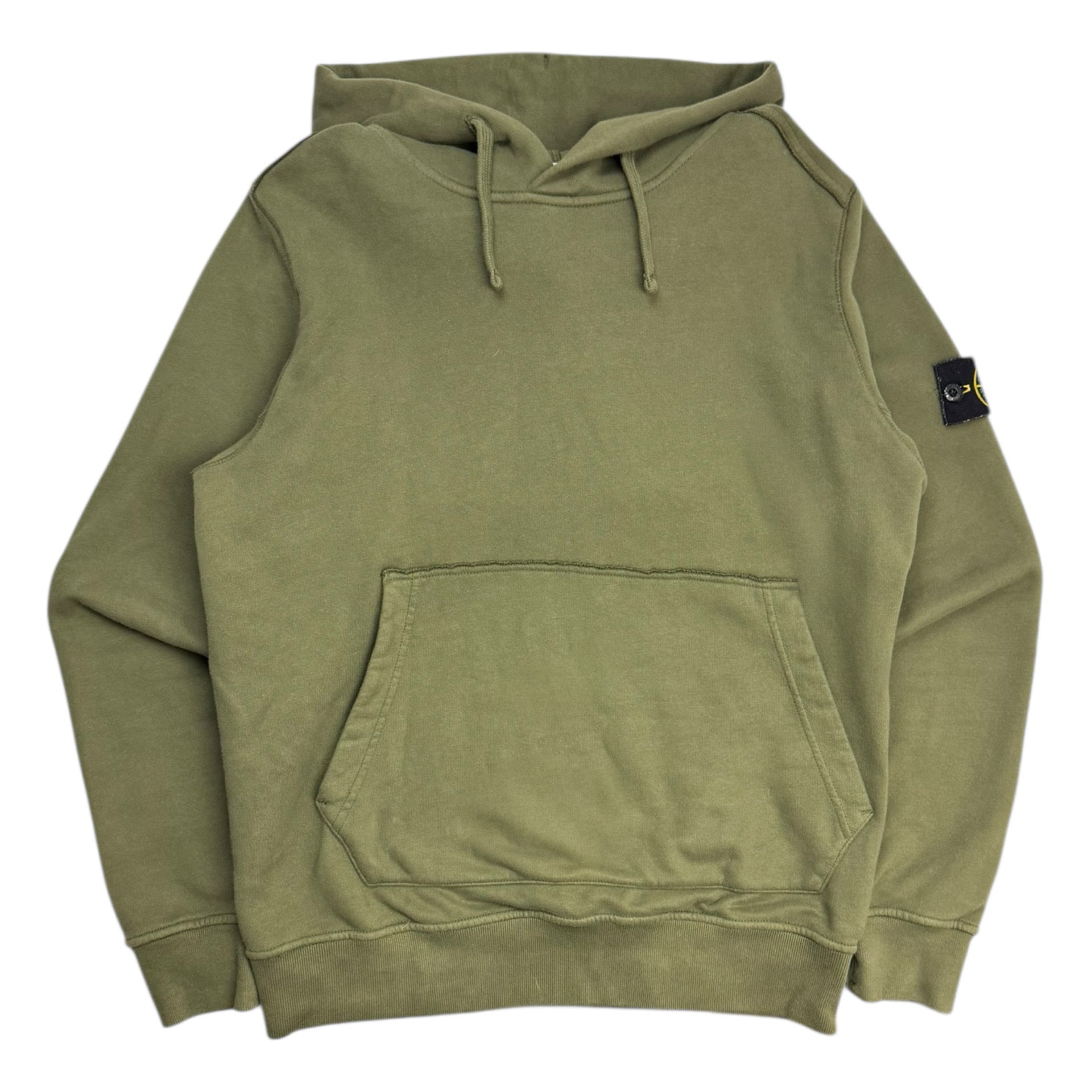 Stone Island Logo Patch Drawstring Hoodie Olive
