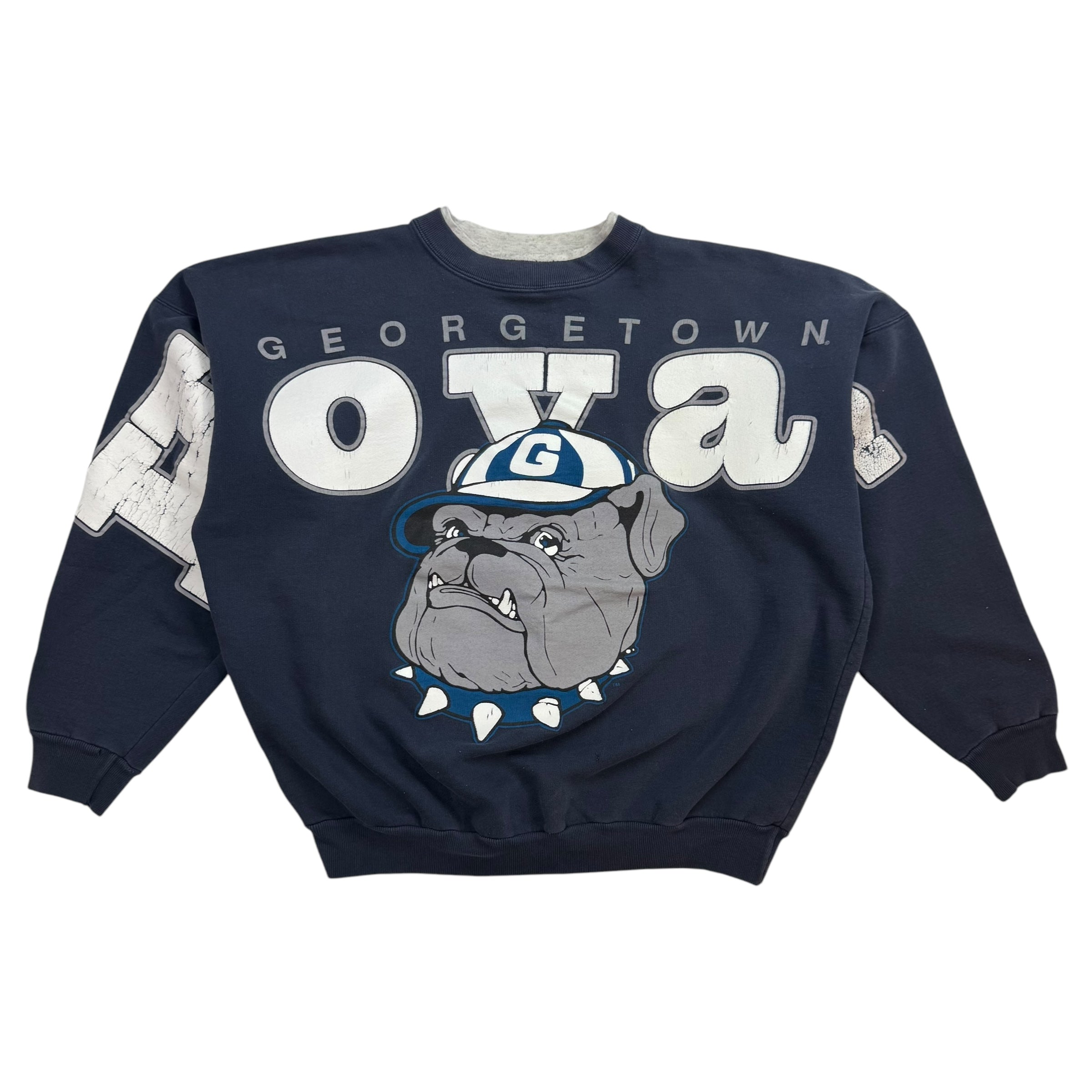 Vintage Georgetown Hoyas Big Letter Crewneck Navy Blue