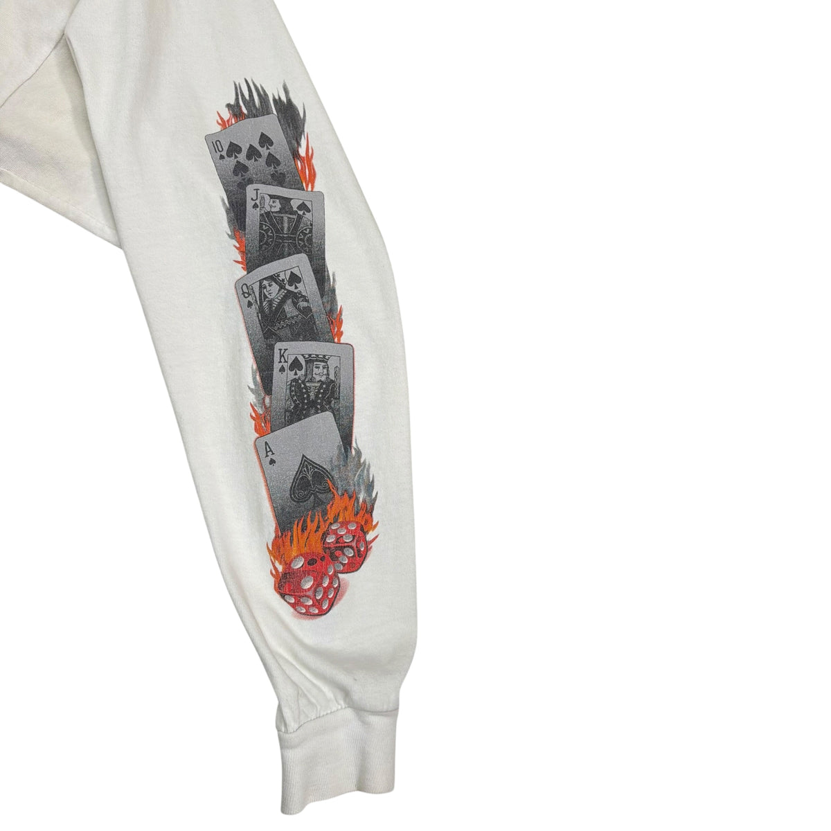 2005 Harley Davidson Las Vegas Flame Dice Playing Cards Longsleeve White
