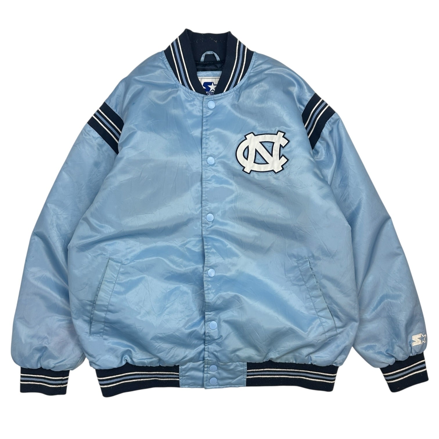 Vintage Starter UNC Tar Heels Satin Bomber Jacket Carolina Blue