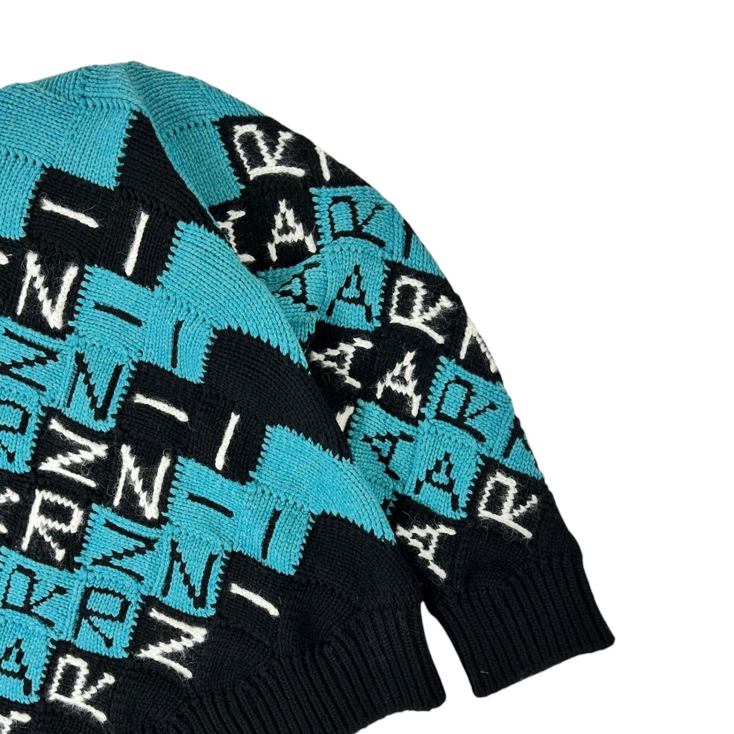 Marni Logo-Intarsia Virgin Wool Sweater Black/Turquoise