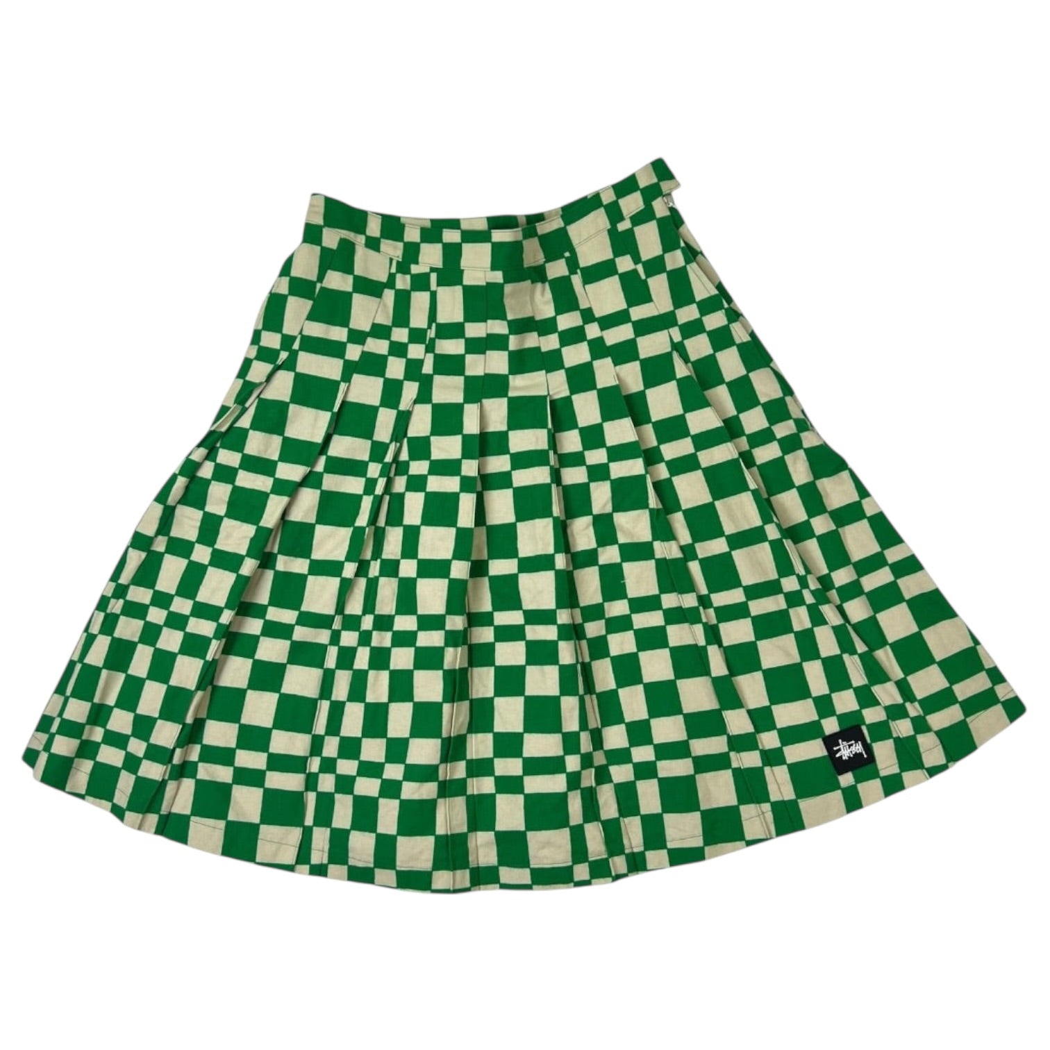 (W) Stussy Sabi Checker Pleated Skirt Green