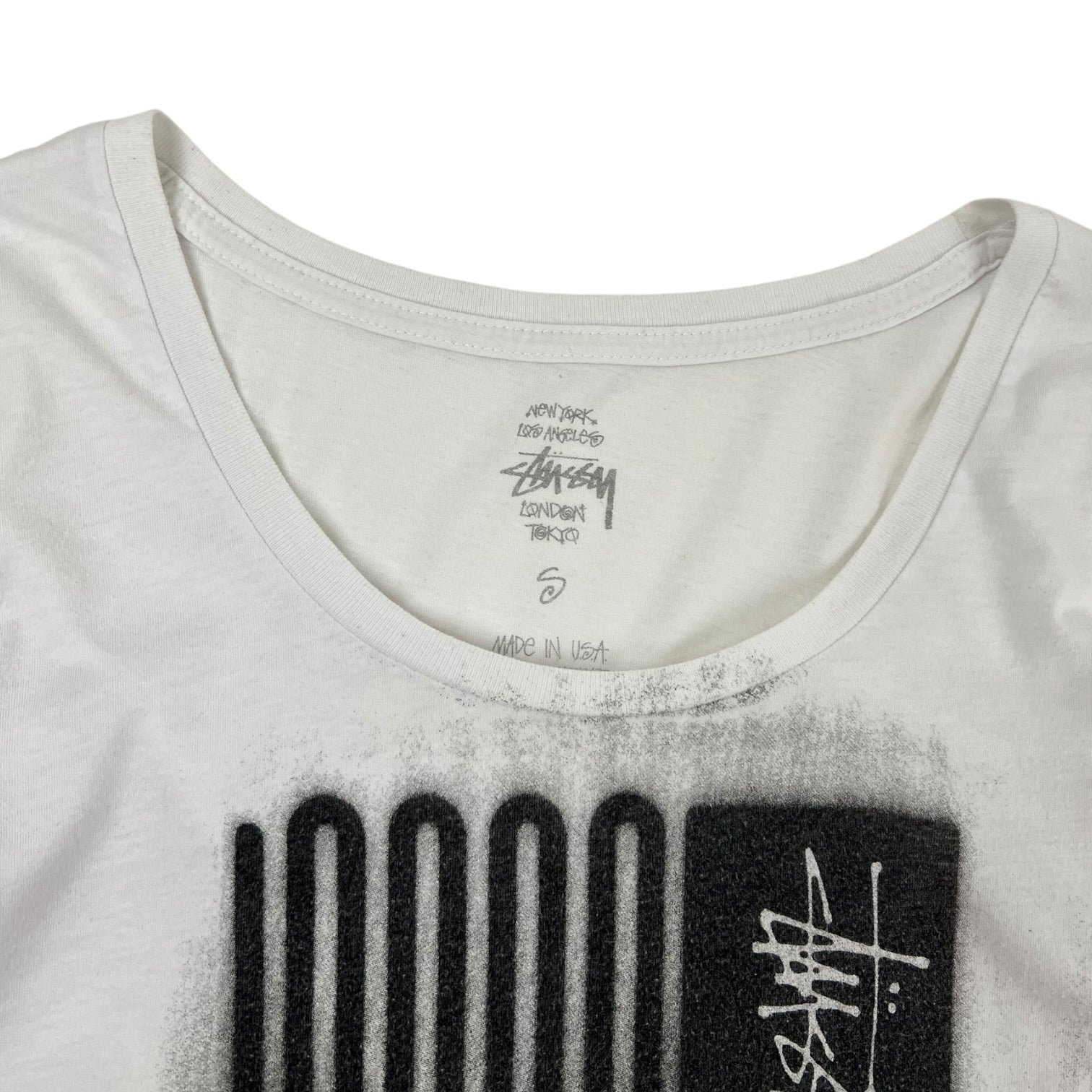 (W) Stussy Stenciled Black Flag Graphic T-Shirt