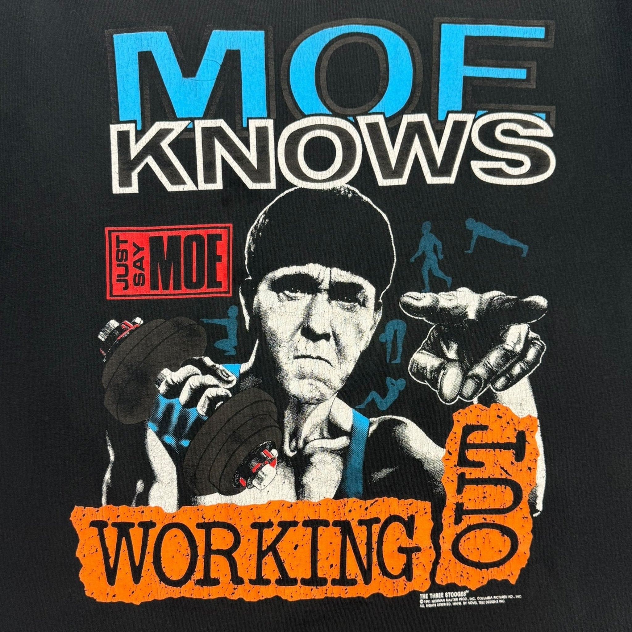 1991 The Three Stooges Moe Knows Working Out T-Shirt