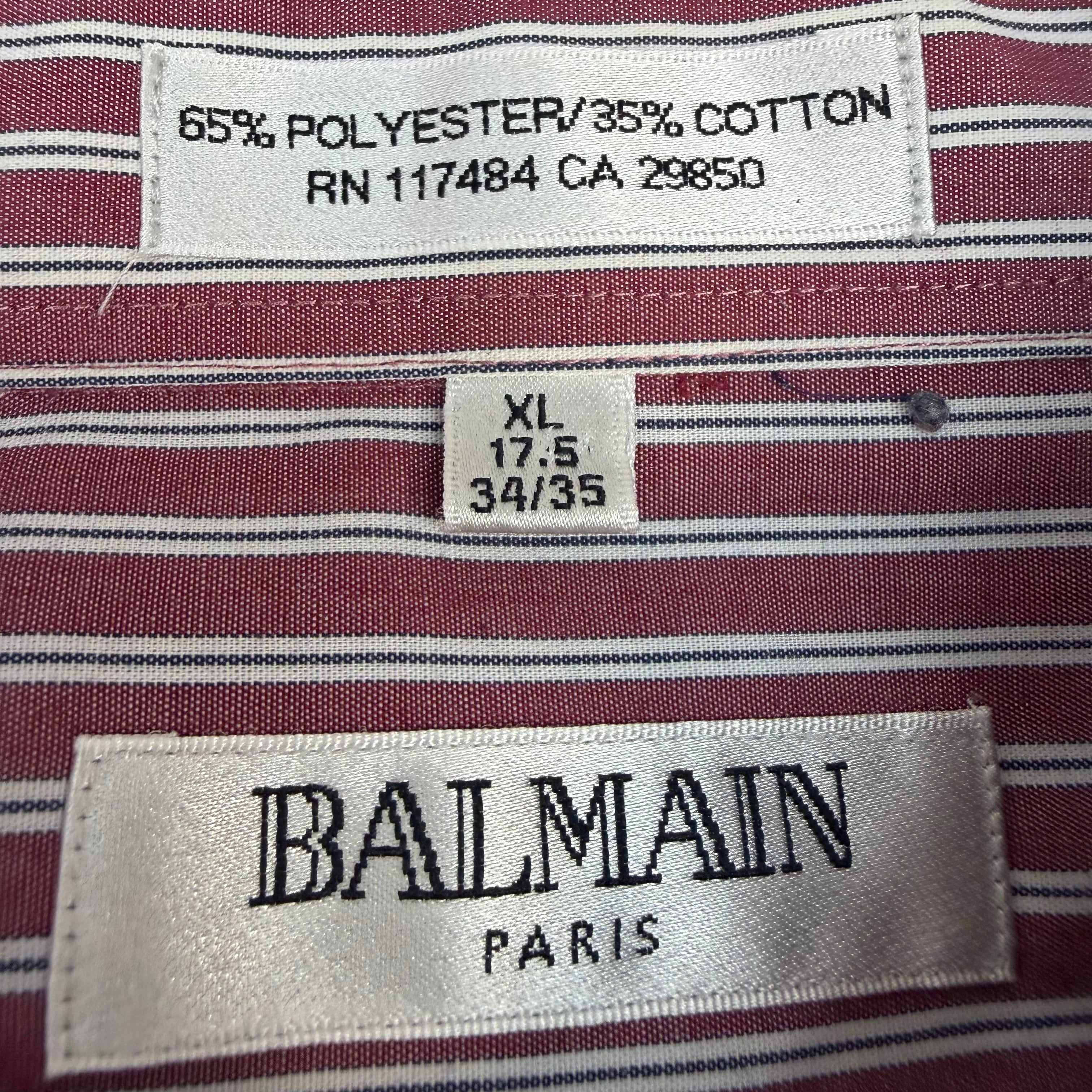 Vintage Balmain Striped Button Up Red