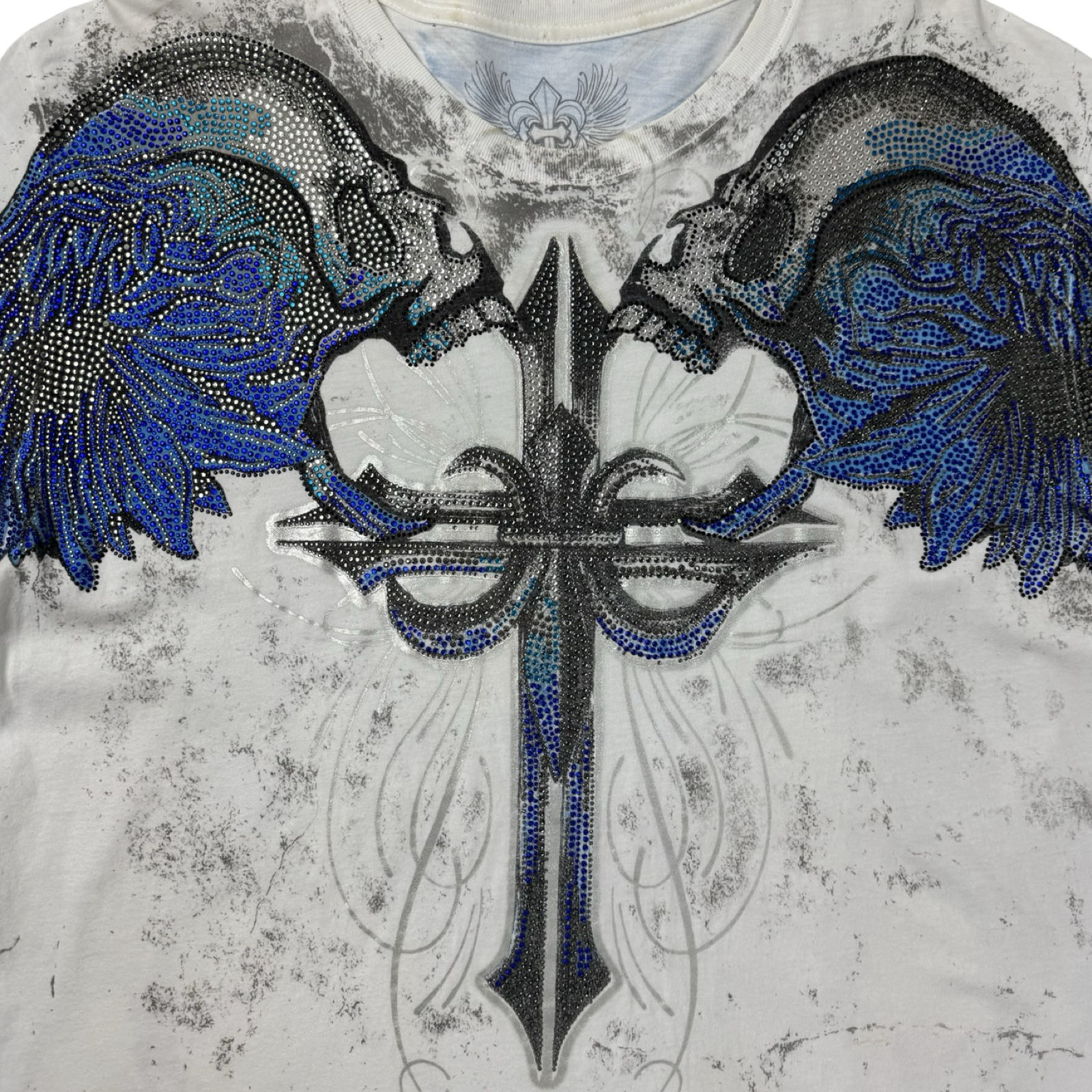 Vintage Y2K Xzavier Screaming Skulls Rhinestone Cyber T-Shirt
