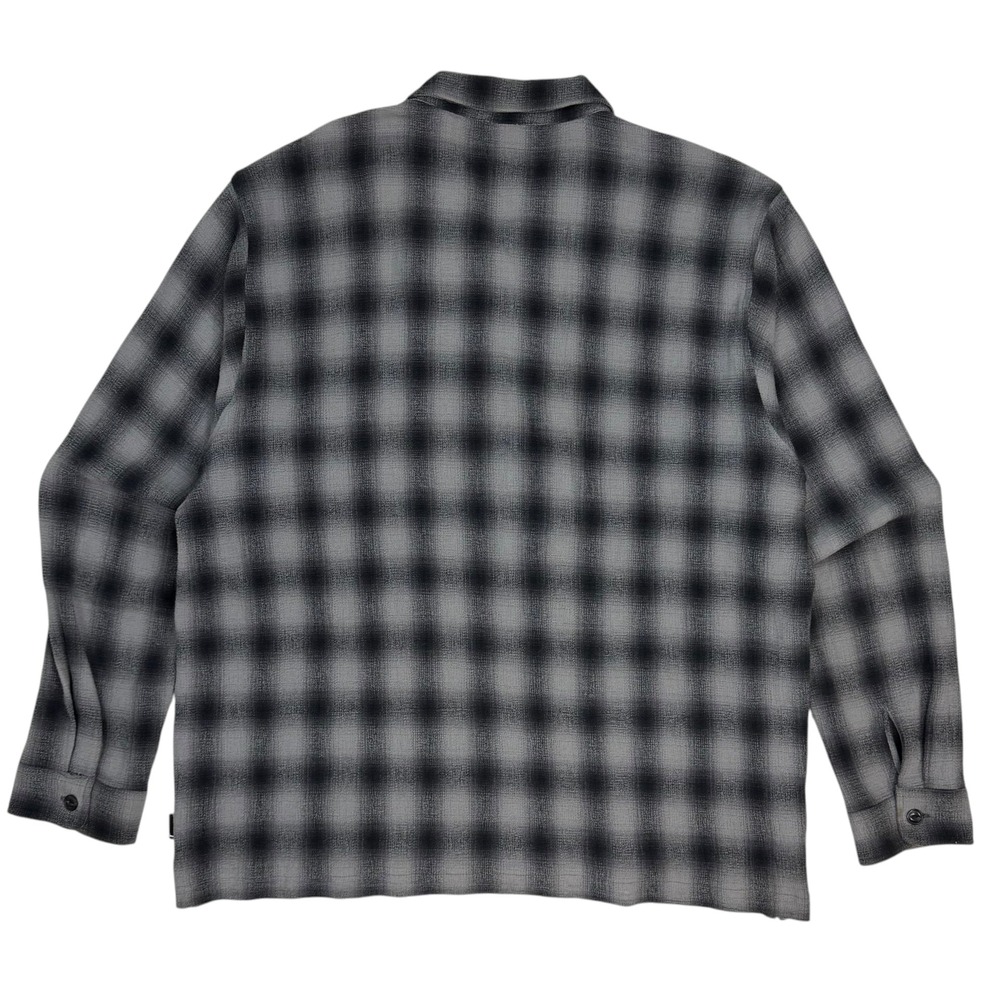 Stussy Plaid Twisted Yarn Zip Up Shirt Charcoal