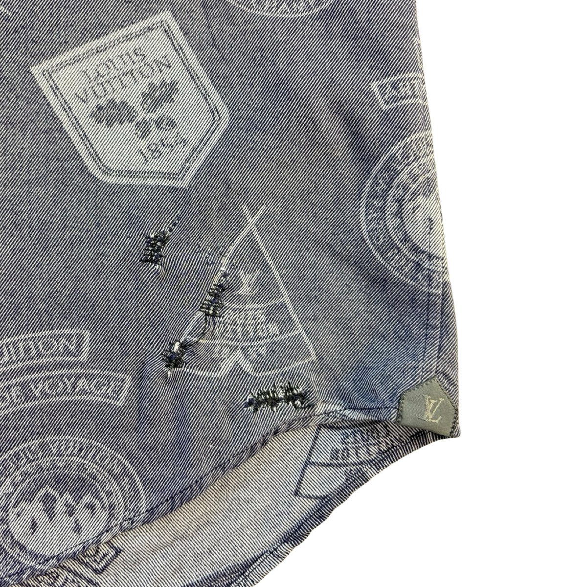 Louis Vuitton Travel Stamp Button-Down T-Shirt Denim Blue