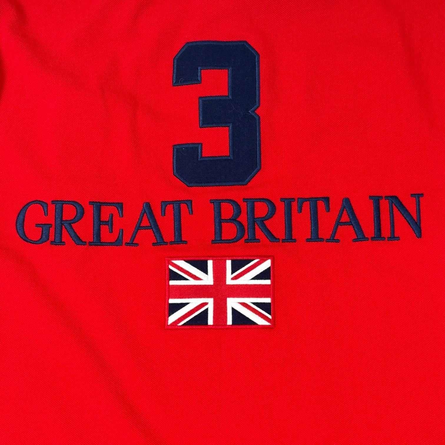 Vintage Polo Ralph Lauren Great Britain “3” Long Sleeve Polo Shirt Red