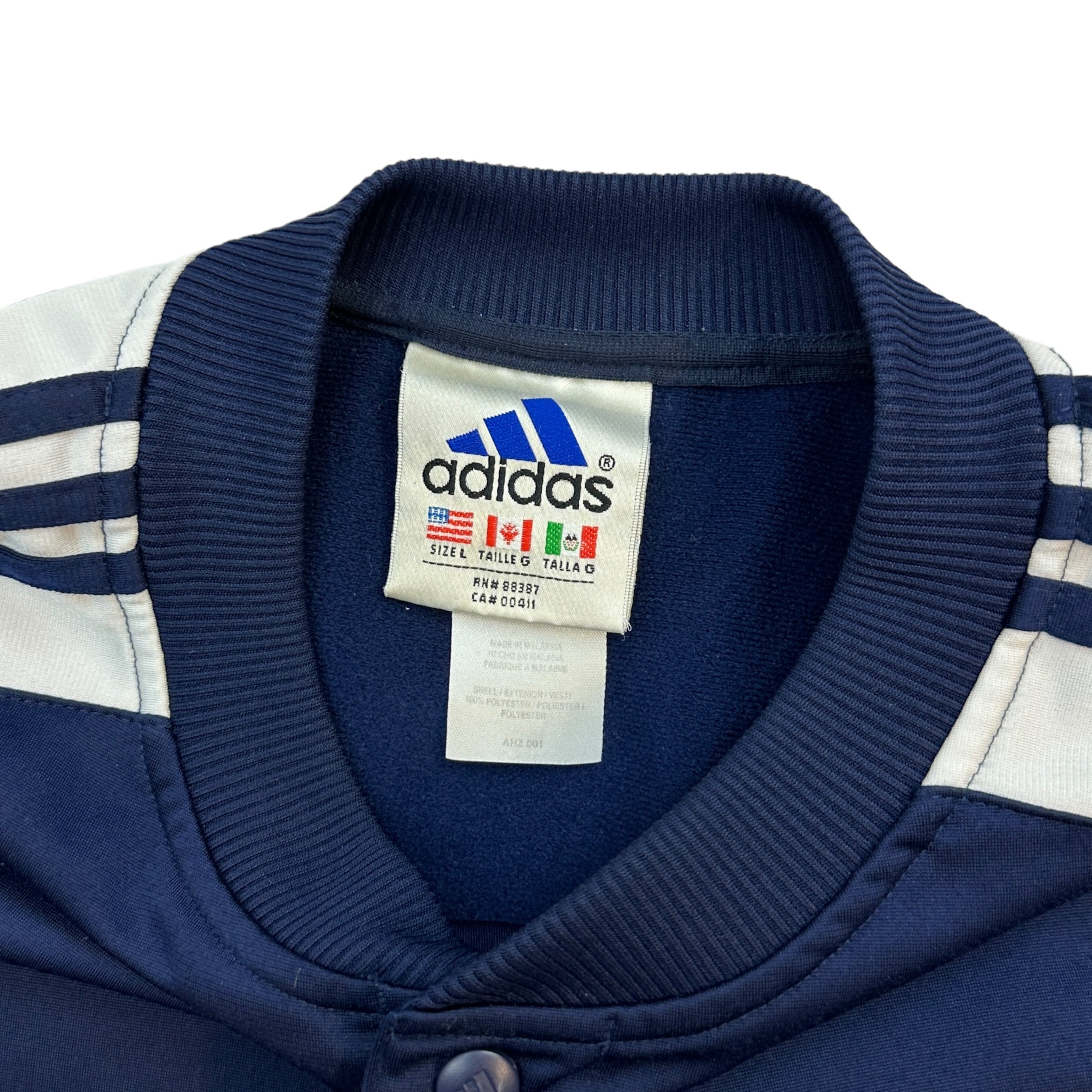 Y2K Vintage Adidas Full Button Jersey Navy