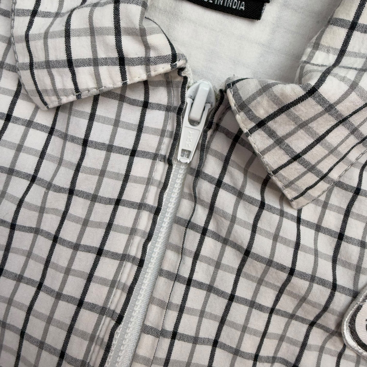 Stussy Equipped Zip Up Plaid Shirt White/Black