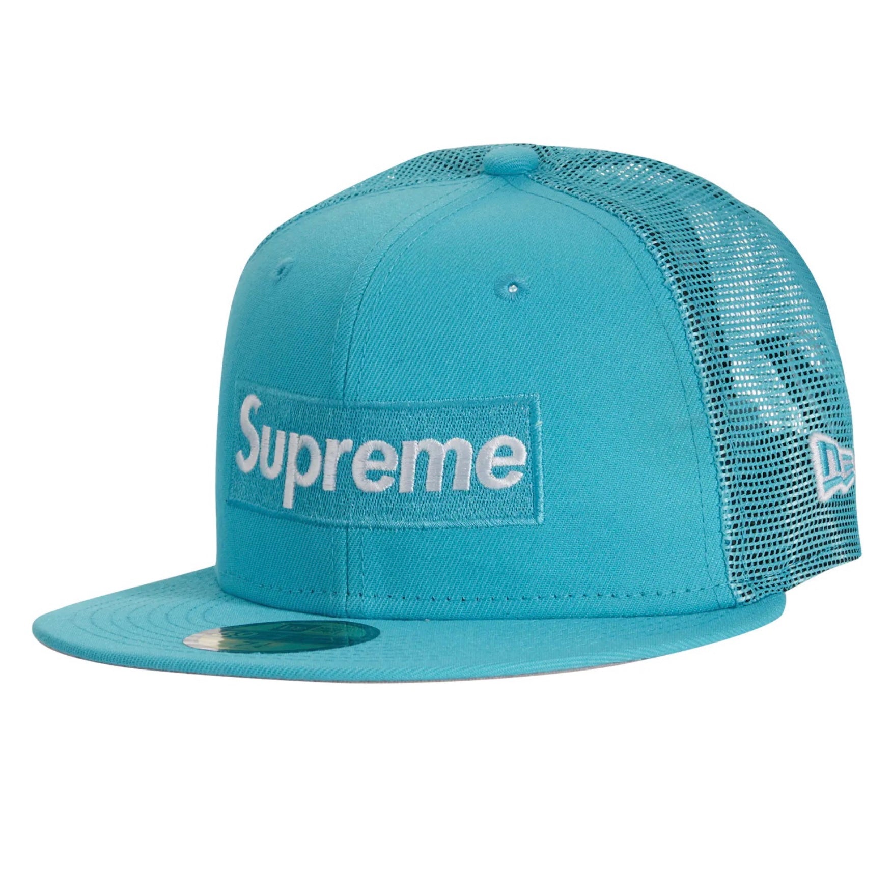 Supreme Box Logo Mesh Back New Era Hat (SS23) Blue