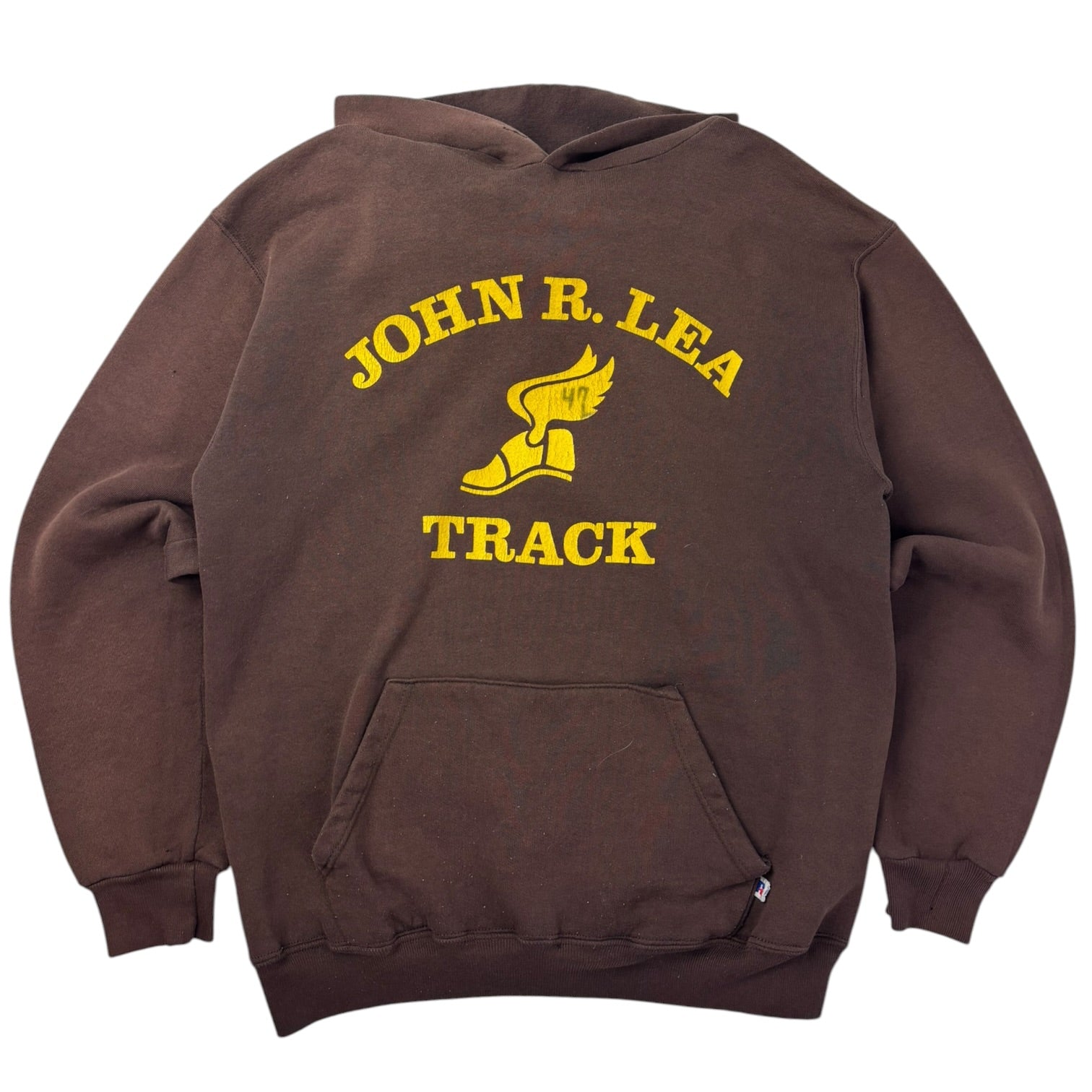 Vintage Russell Athletic Track Hoodie Faded Brown