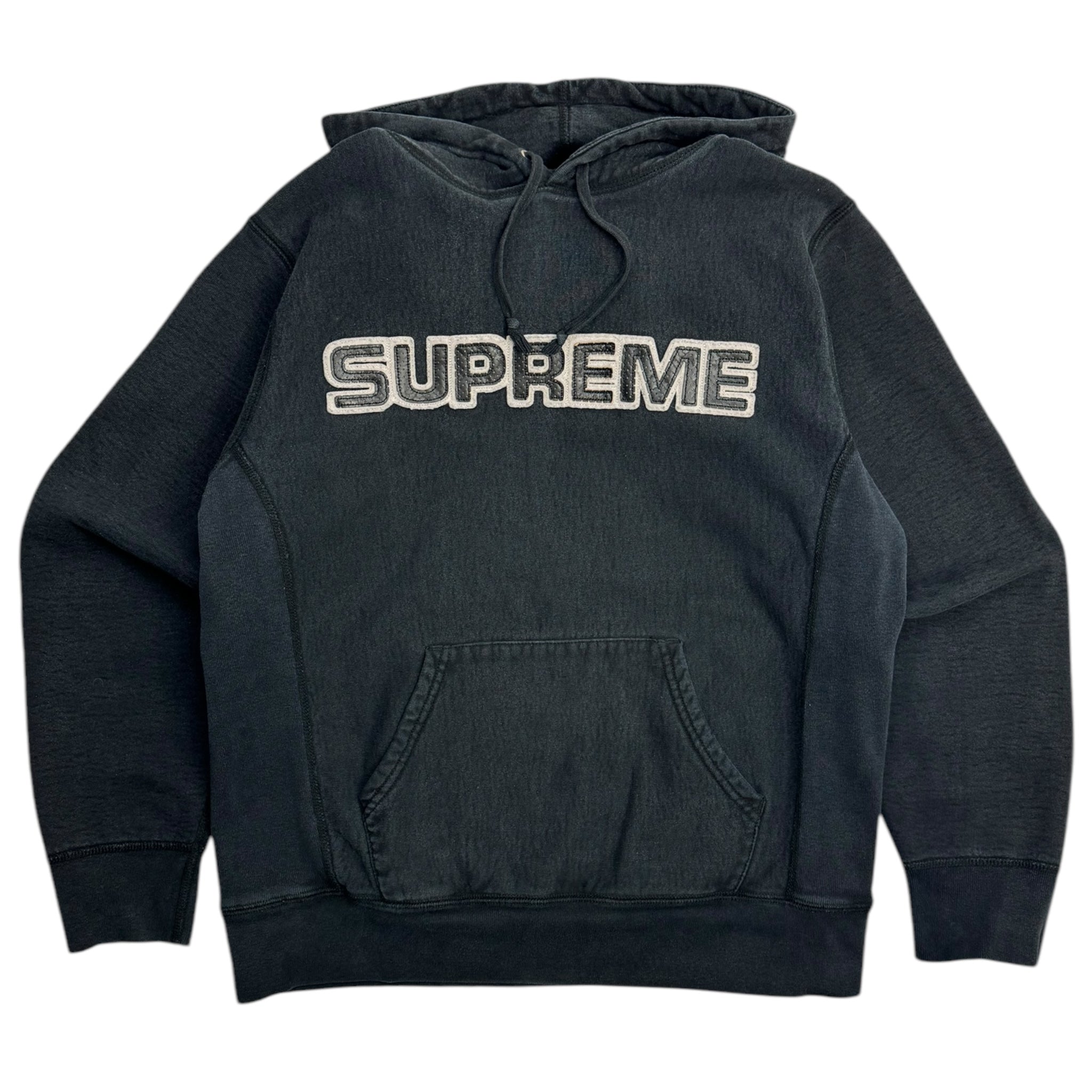 Supreme Perforated Leather Hooded Sweatshirt Black