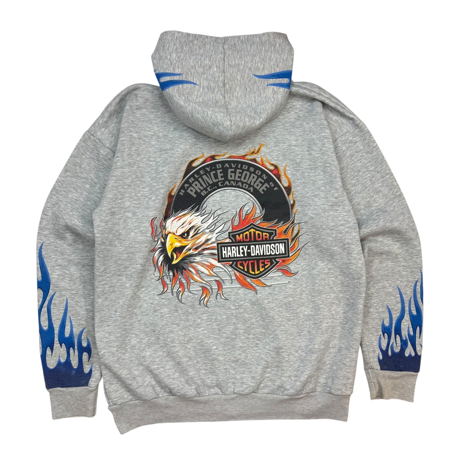 Vintage Harley Davidson Of Prince George Flame Hoodie Grey
