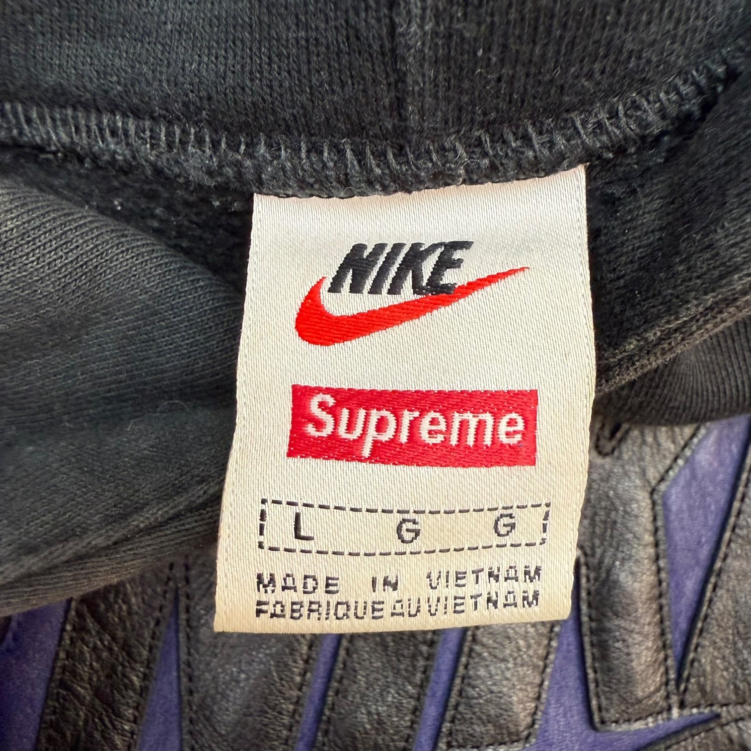 Supreme Nike Leather Applique Hoodie Black