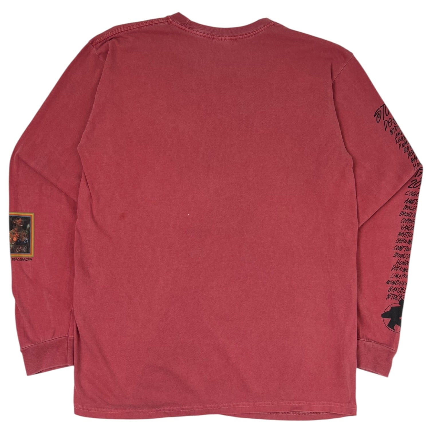 Stussy Inferno Pigment Dyed Long Sleeve T-Shirt Red