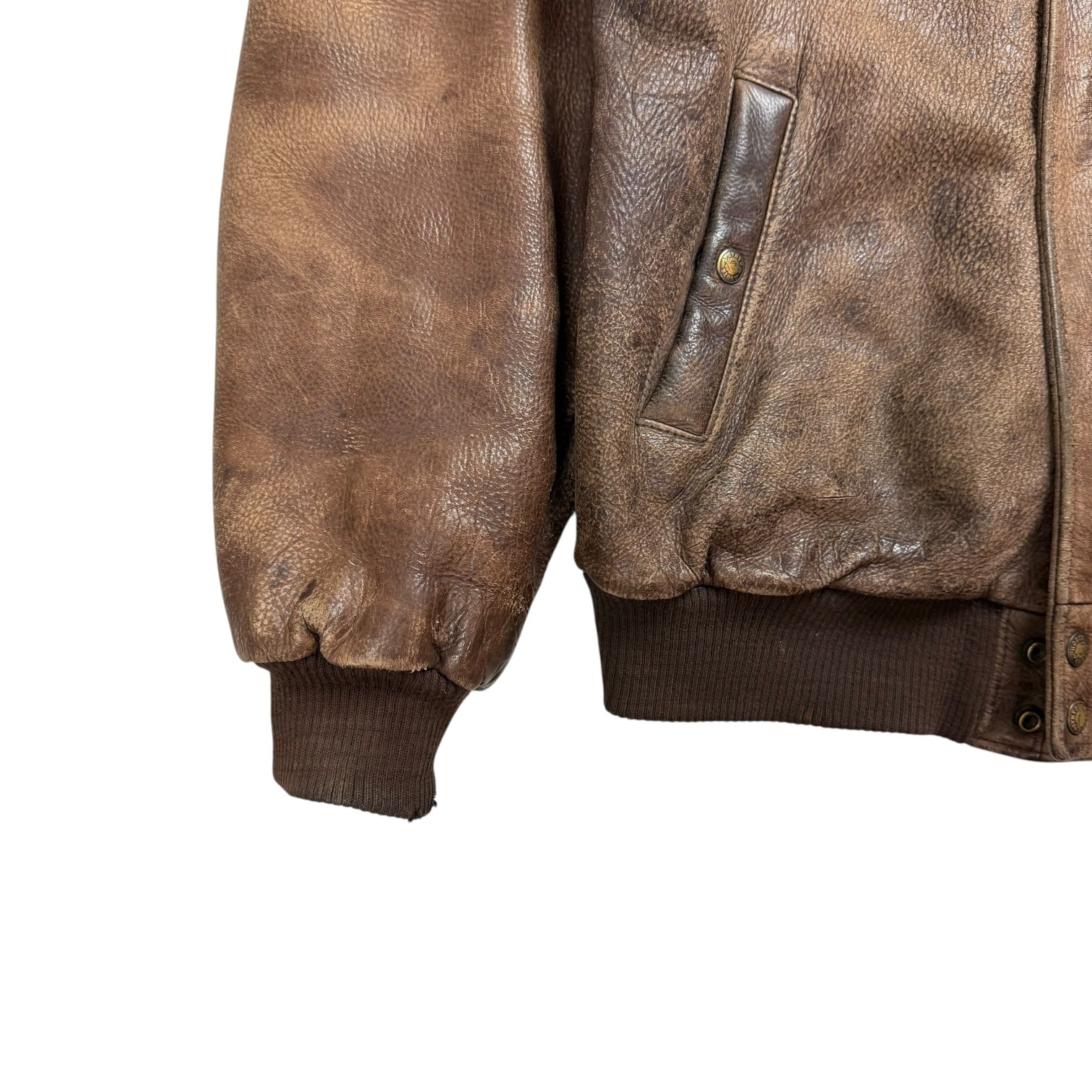 Vintage Roots Leather Bomber Jacket Brown