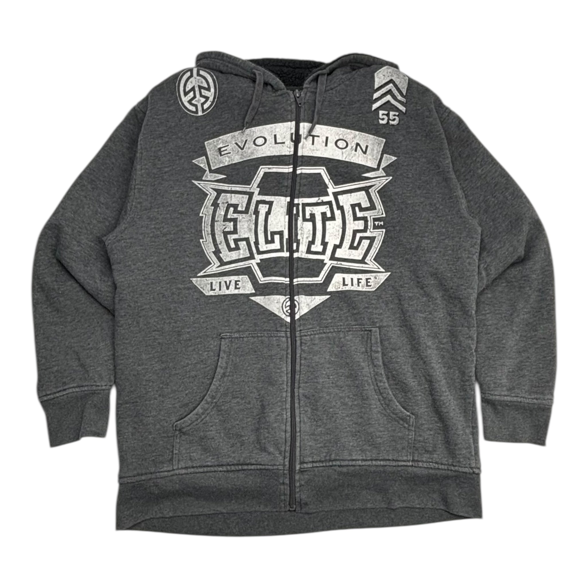 Vintage Y2K MMA Elite Sherpa Lined Zip Hoodie