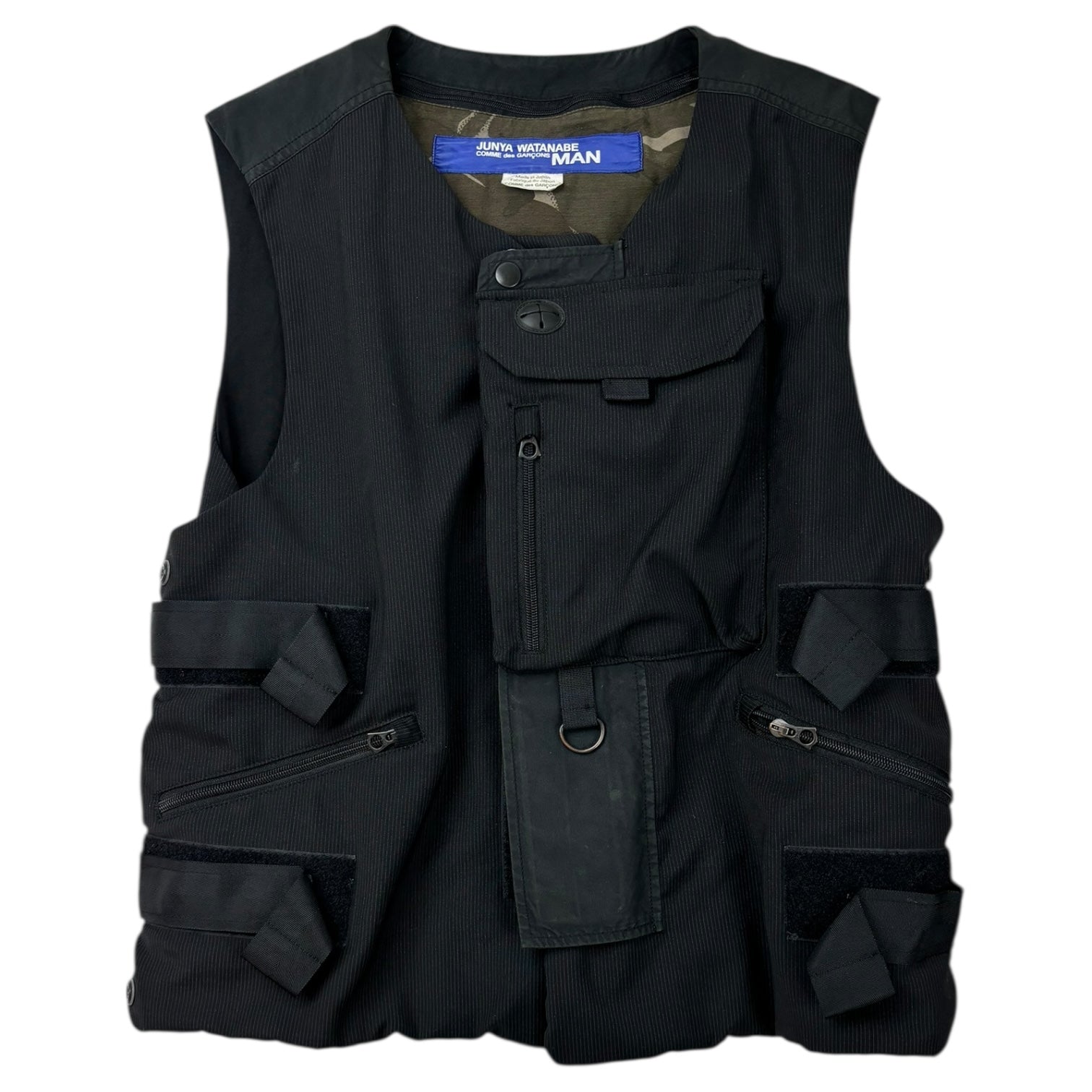 Junya Watanabe x Comme Des Garçons MAN SS19 Pinstripe Utility Down Vest Black