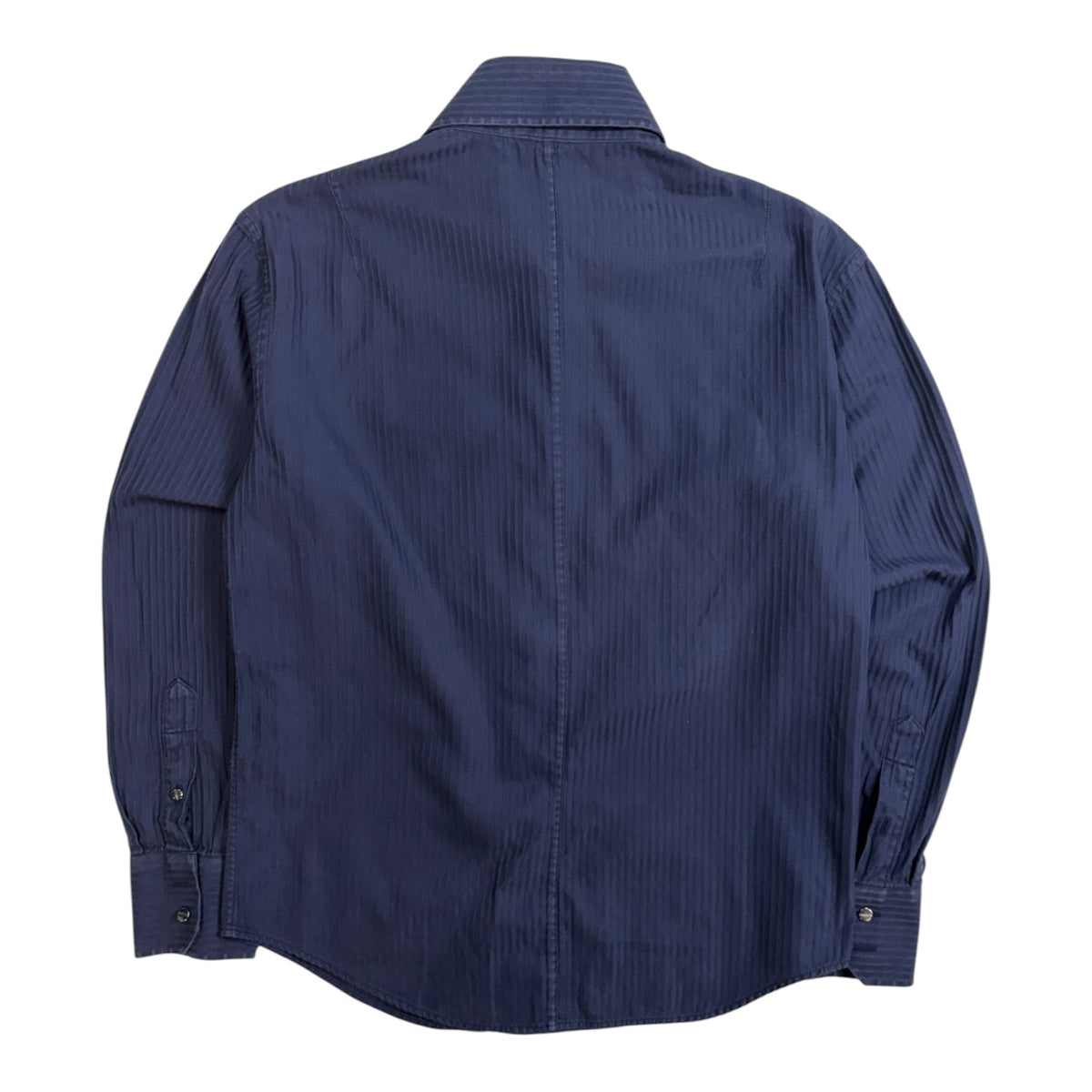 Vintage Versace Stripped Button-Up Shirt Navy