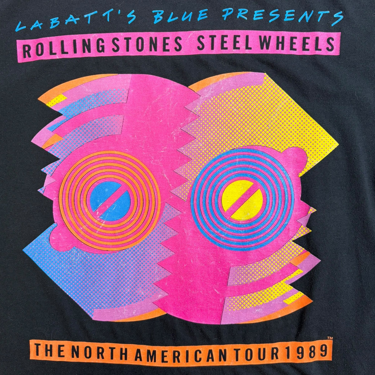 Vintage Rolling Stones Steel Wheels 1989 Tour T-Shirt Black
