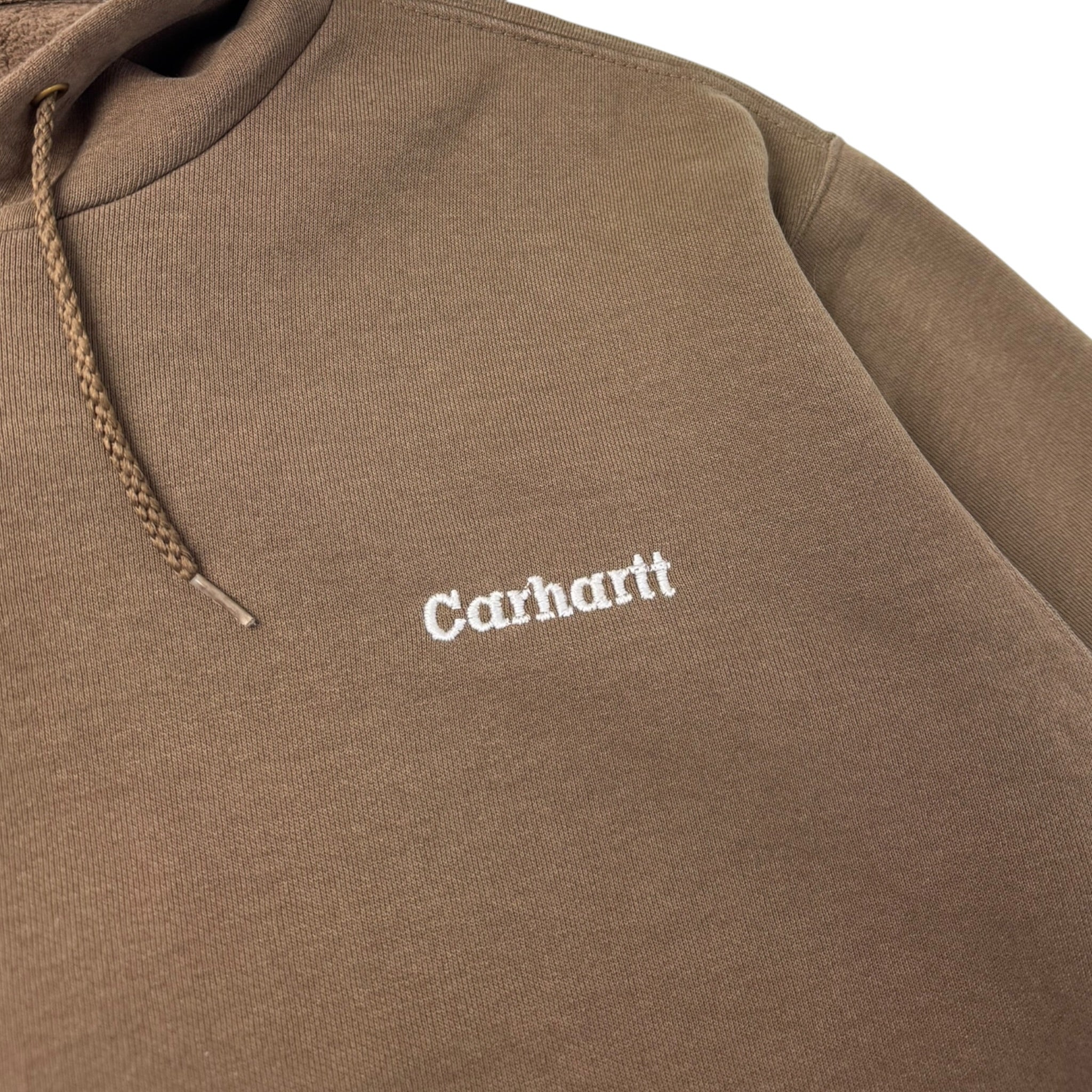 Vintage Carhartt Embroidered Spellout Hoodie Light Brown