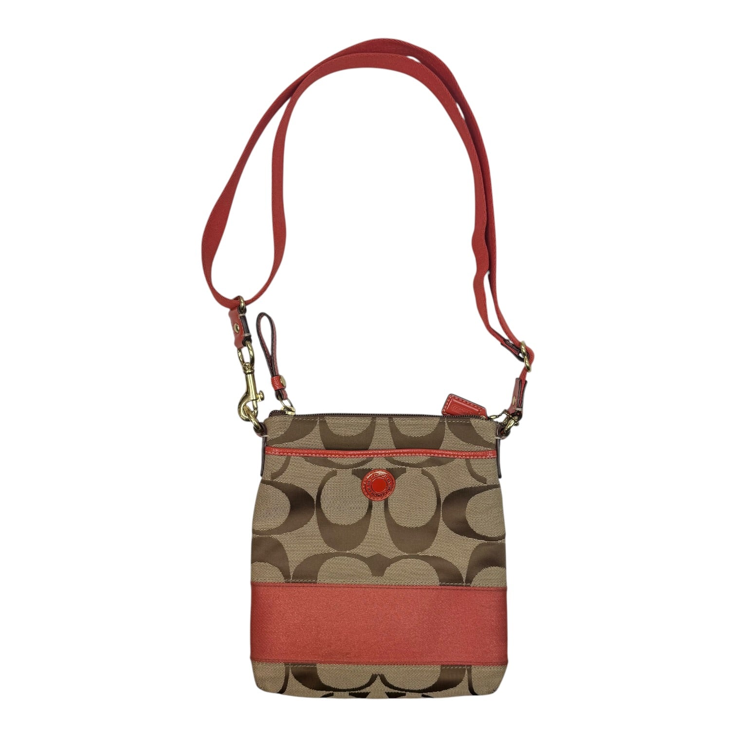 (W) Vintage Coach Signature Strip Swingpack Khaki