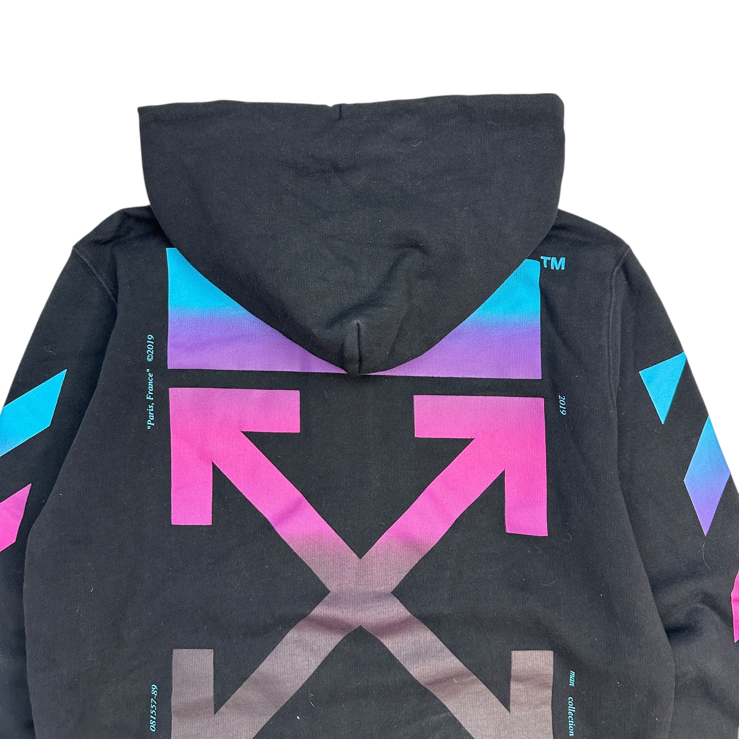 Off-White Diagonal Gradient Zip-Up Hoodie Black